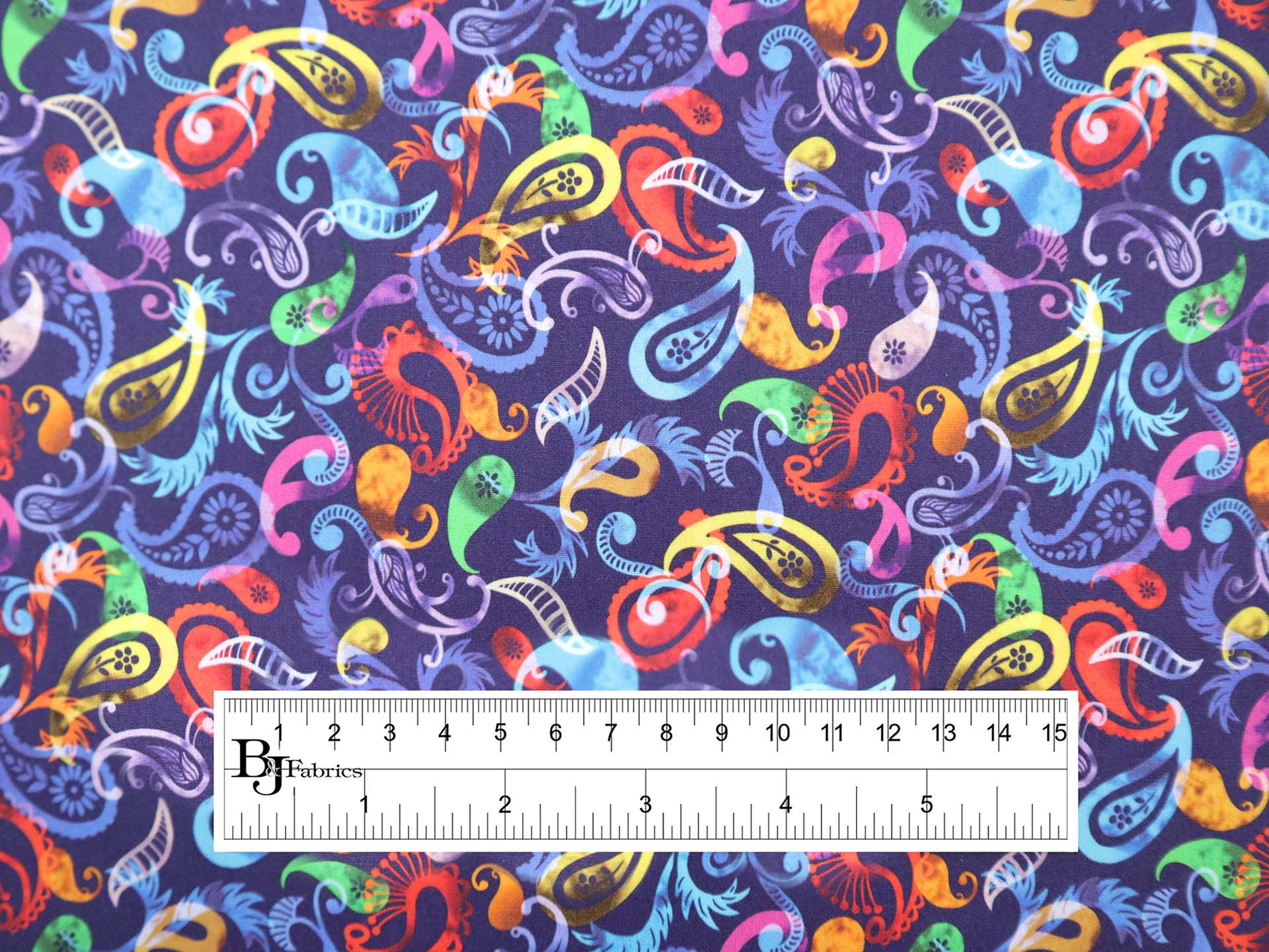 Cotton Broadcloth with Colorful Paisleys 