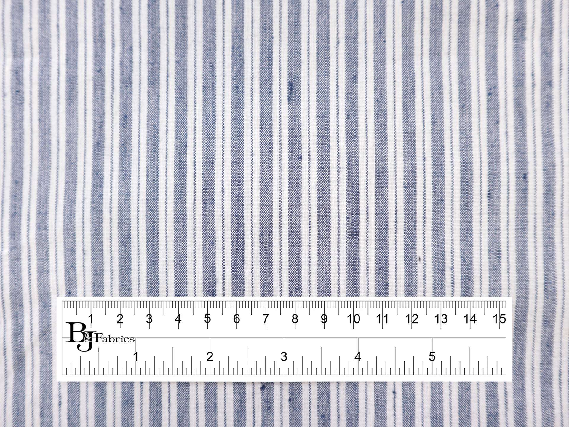 Stretch Linen with Ticking Stripe in Indigo