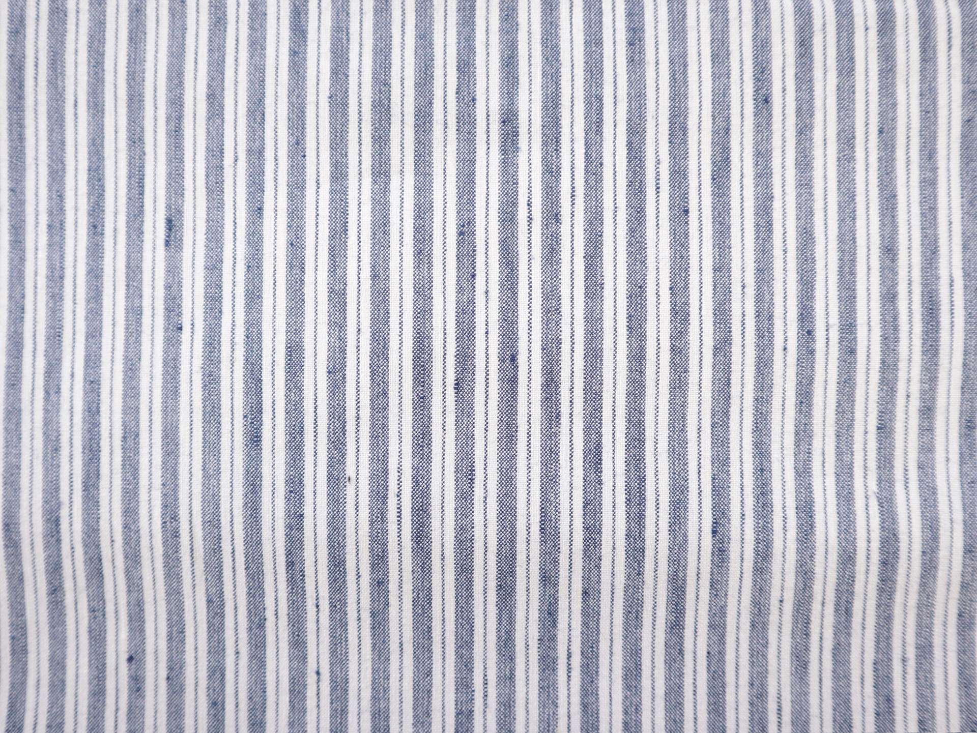Stretch Linen with Ticking Stripe in Indigo