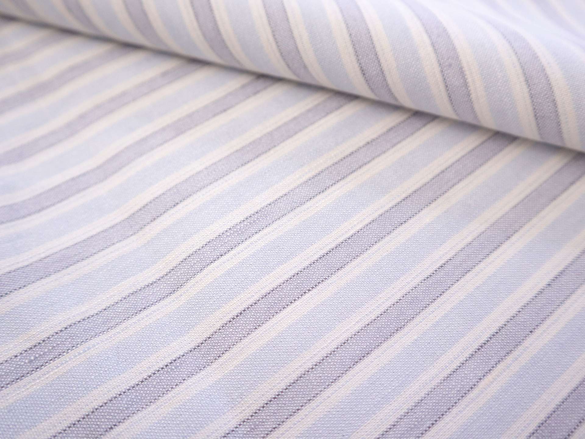 Stretch Linen with Multi Track Stripes in Light Blue