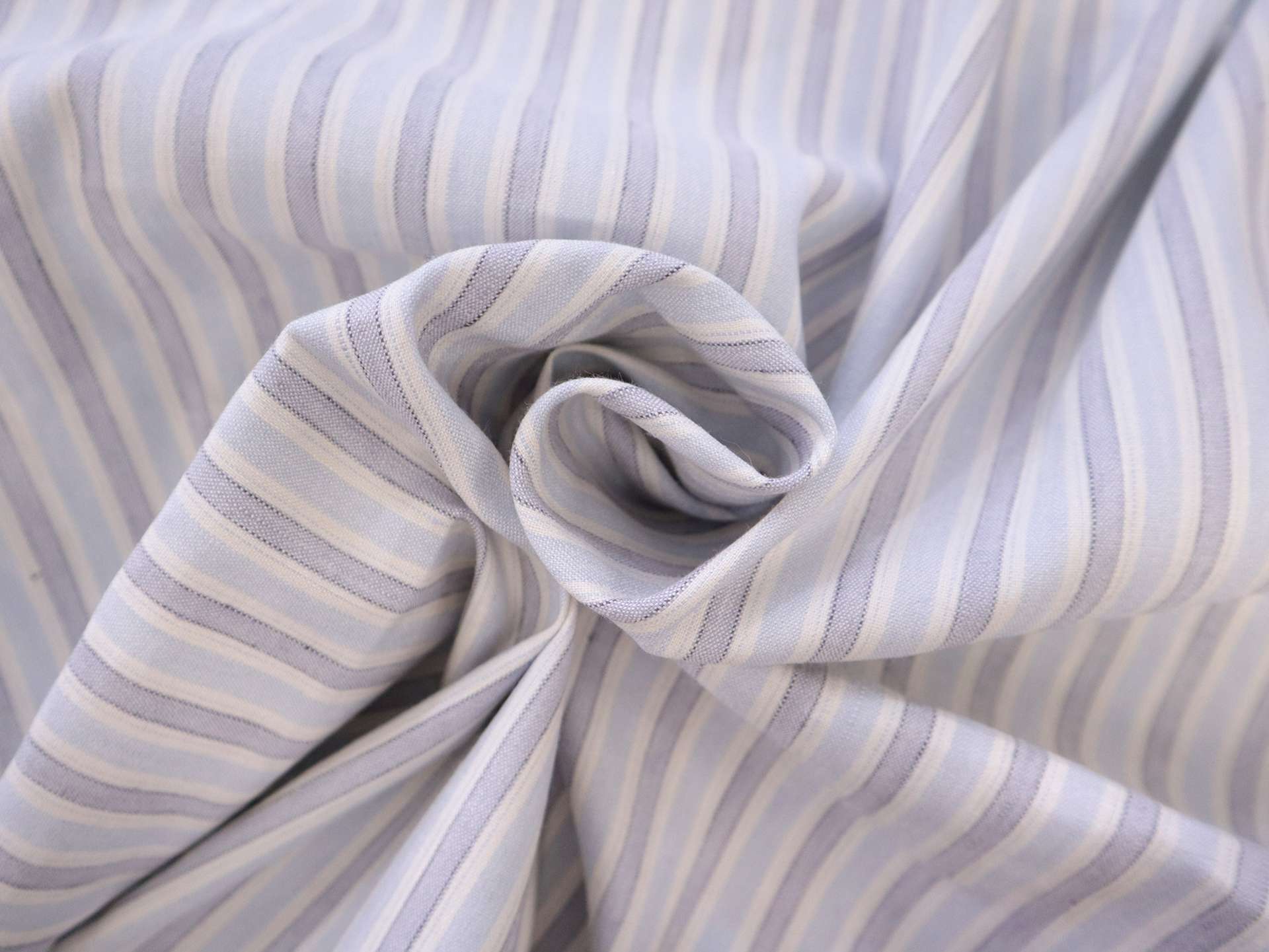 Stretch Linen with Multi Track Stripes in Light Blue