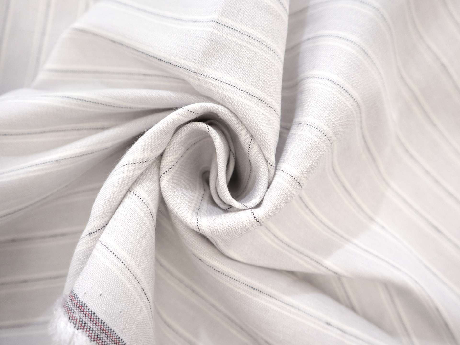 Stretch Linen with Multi Track Stripes in Light Grey