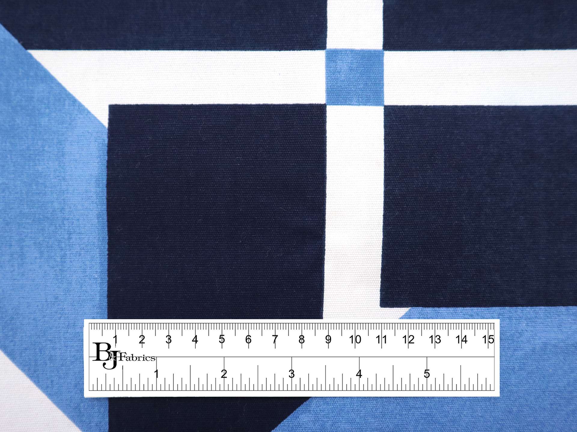 Cotton Canvas with Geometric Print in Blues