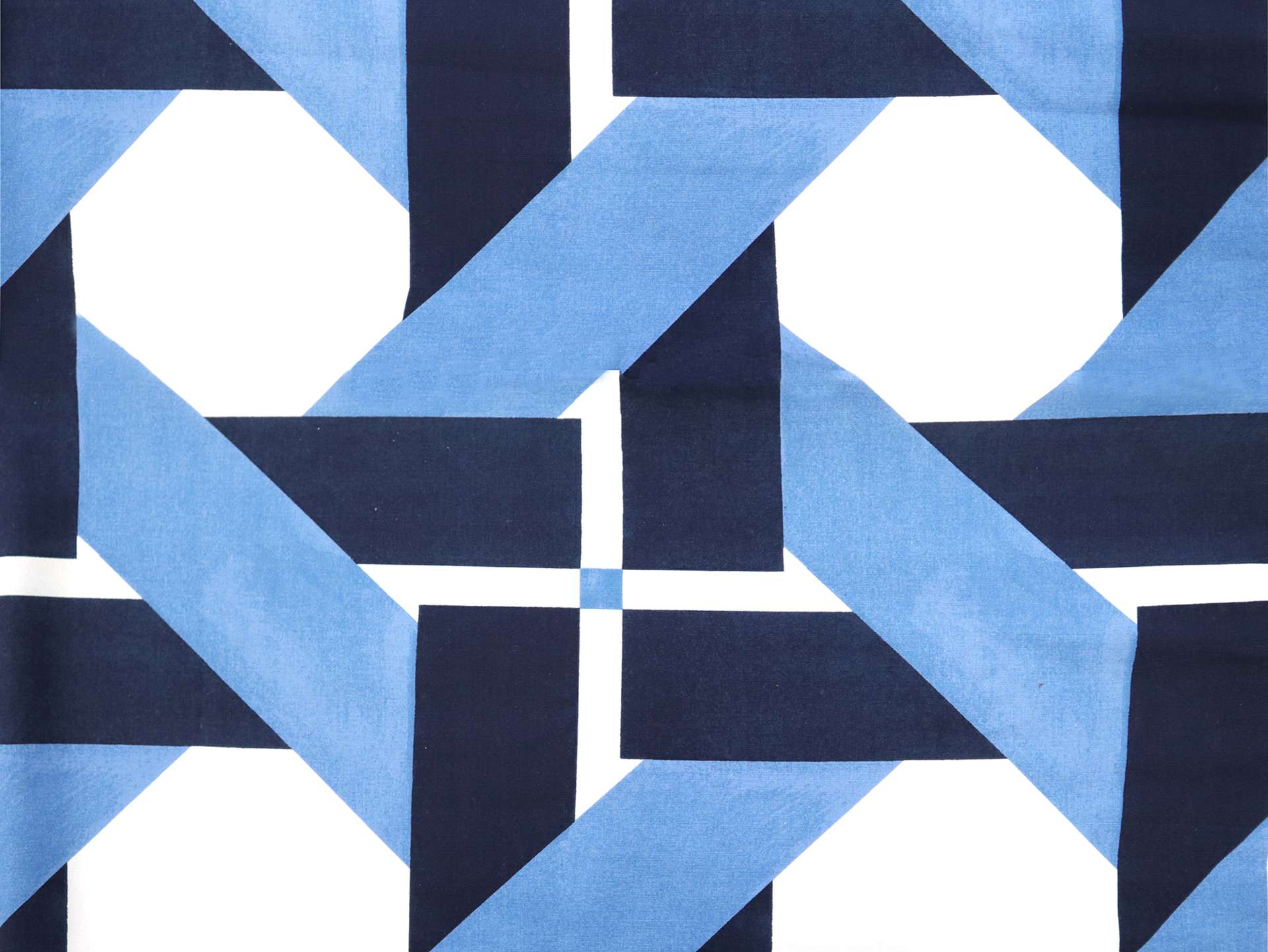Cotton Canvas with Geometric Print in Blues
