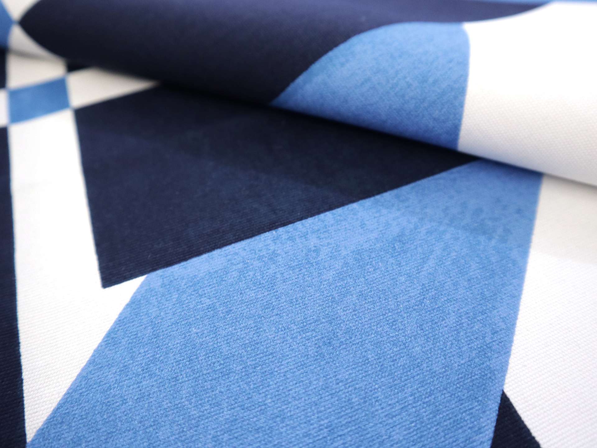 Cotton Canvas with Geometric Print in Blues