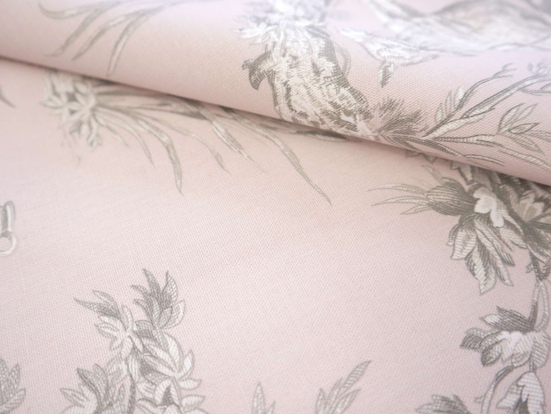 Cotton Canvas Toile de Jouy in Rose Pink