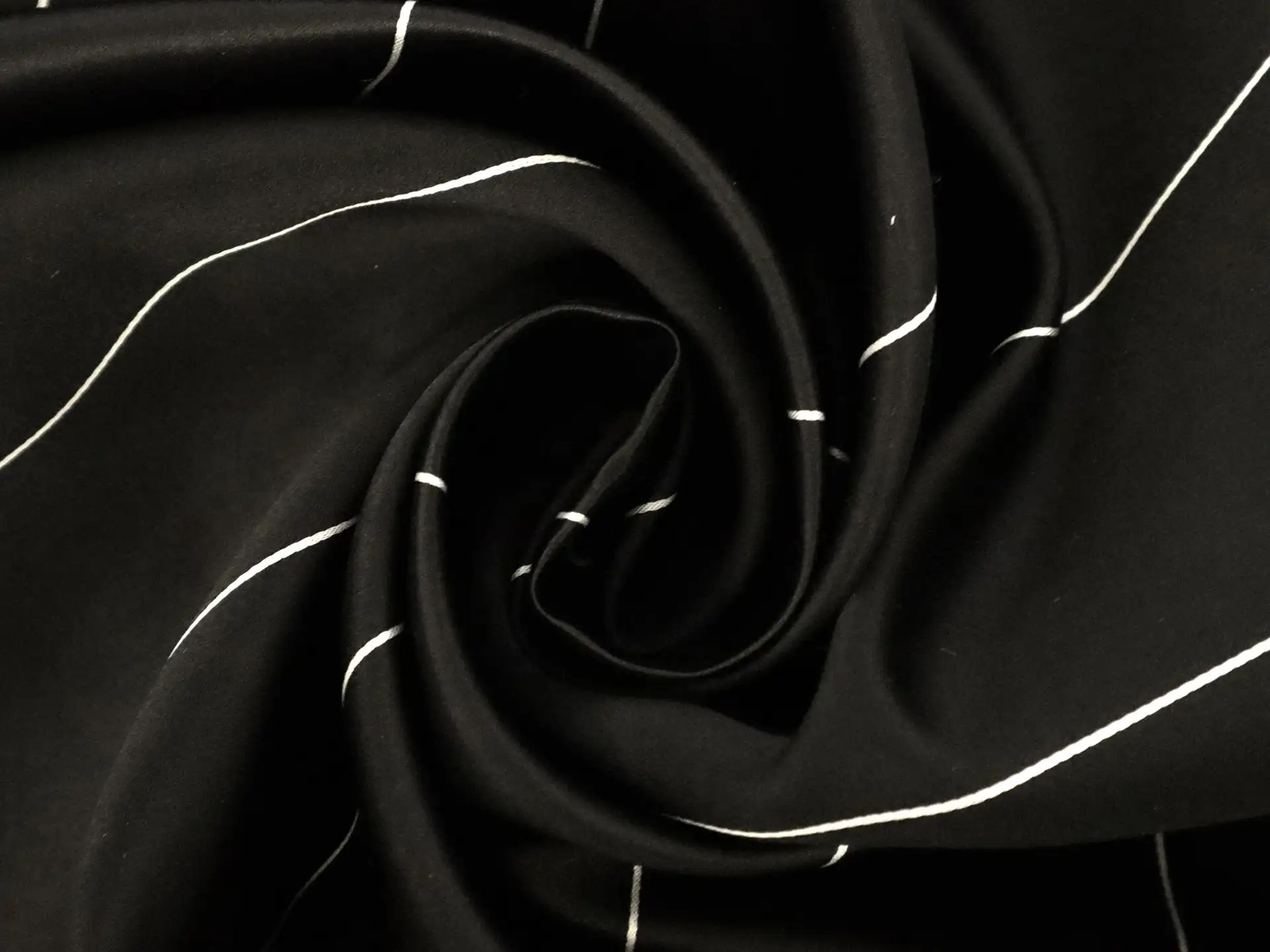Double Face Silk Satin Stripe in Black and White