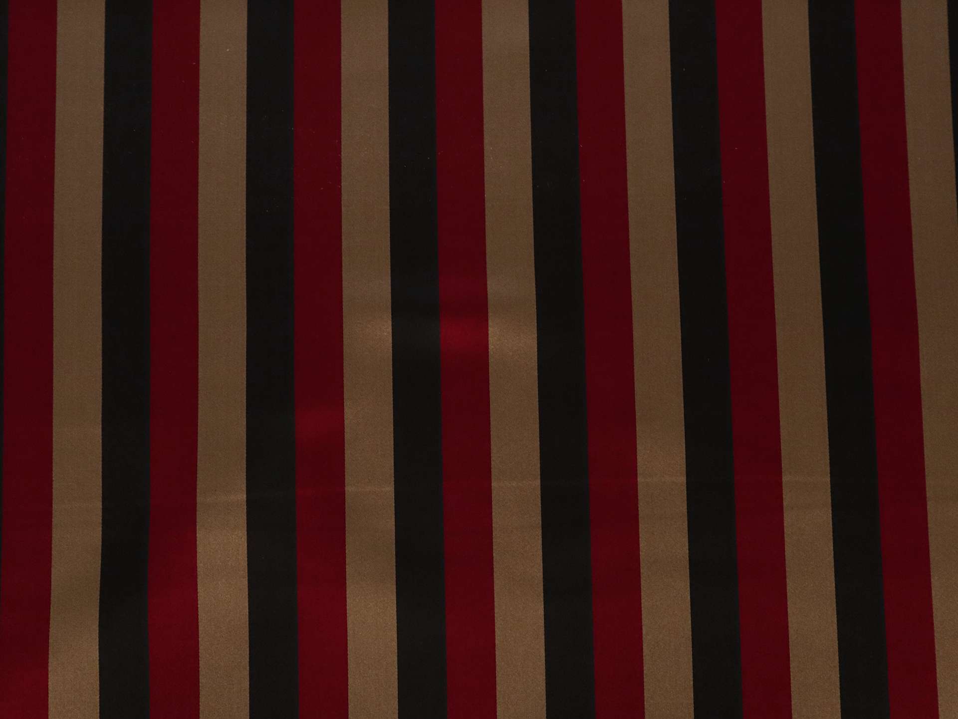 Double Face Silk Satin Stripe in Crimson, Black, and Sand