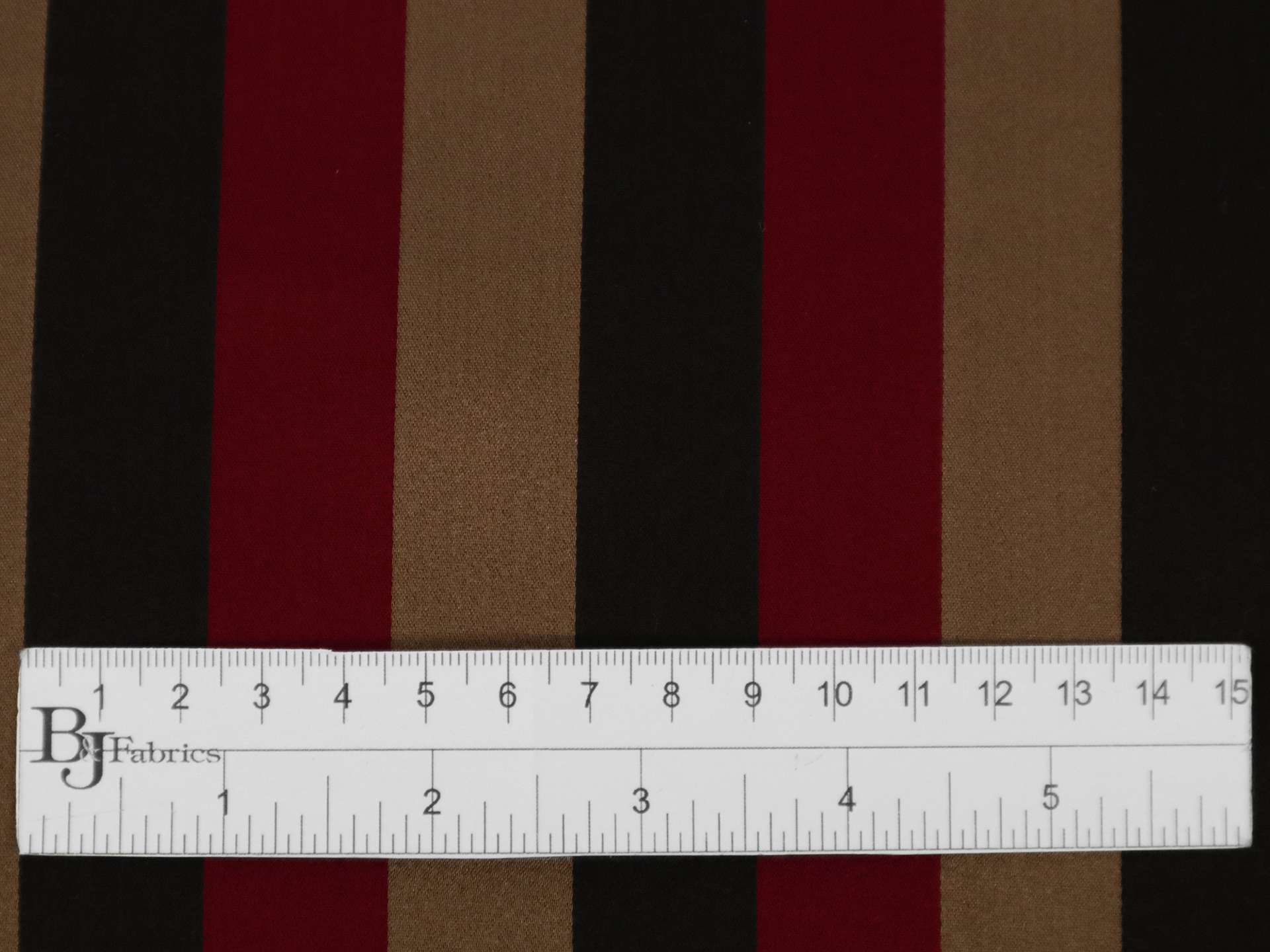 Double Face Silk Satin Stripe in Crimson, Black, and Sand