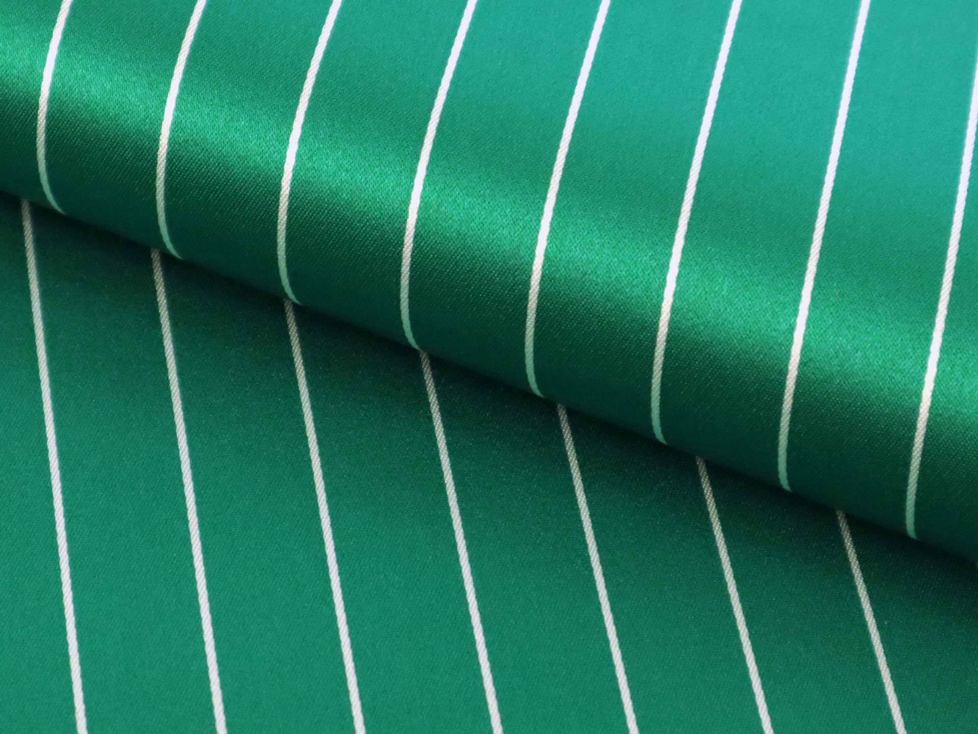 Double Faced Silk Satin Stripe in Emerald 