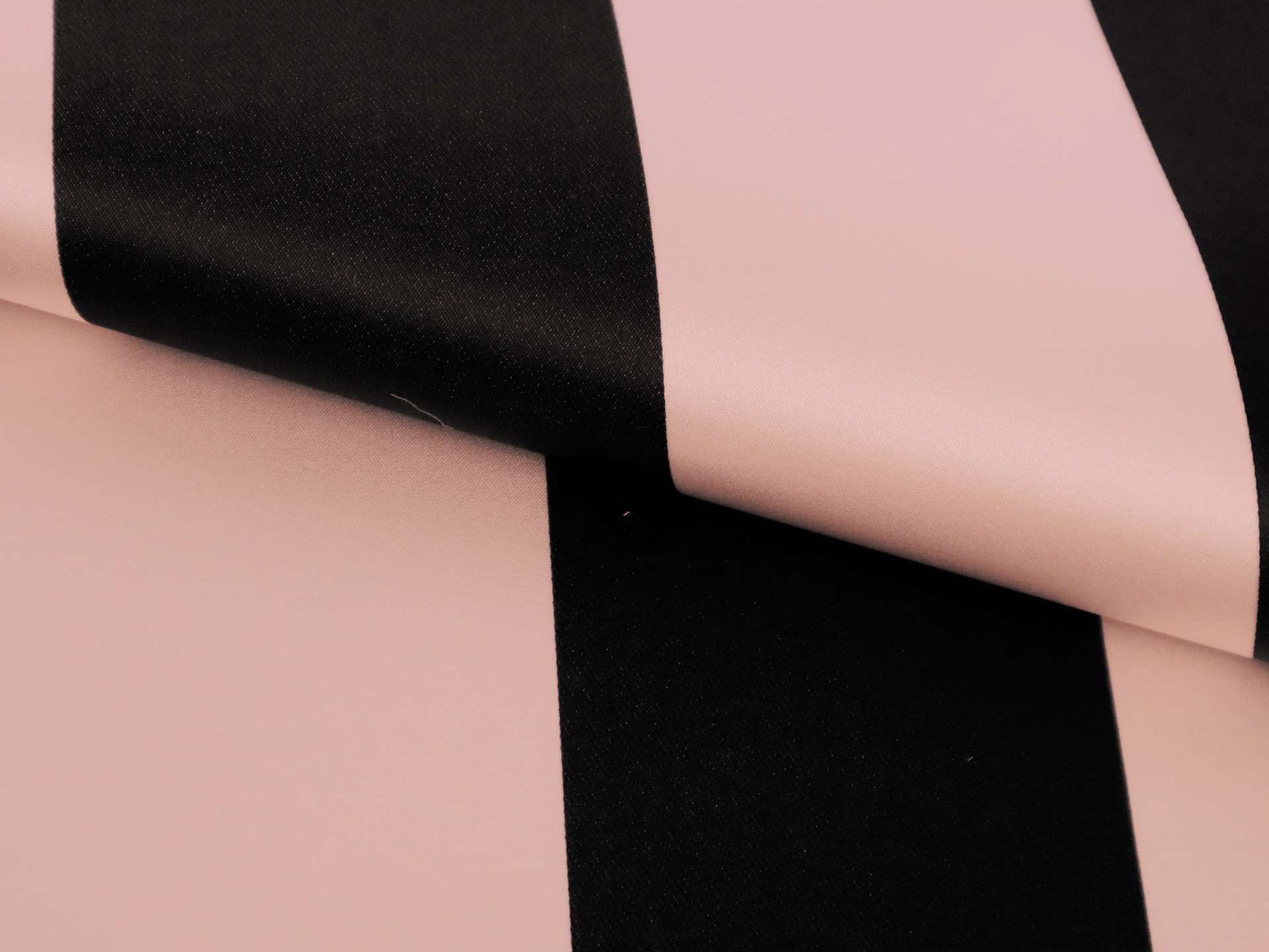 Double Face Silk Satin Stripe in Black and Pink