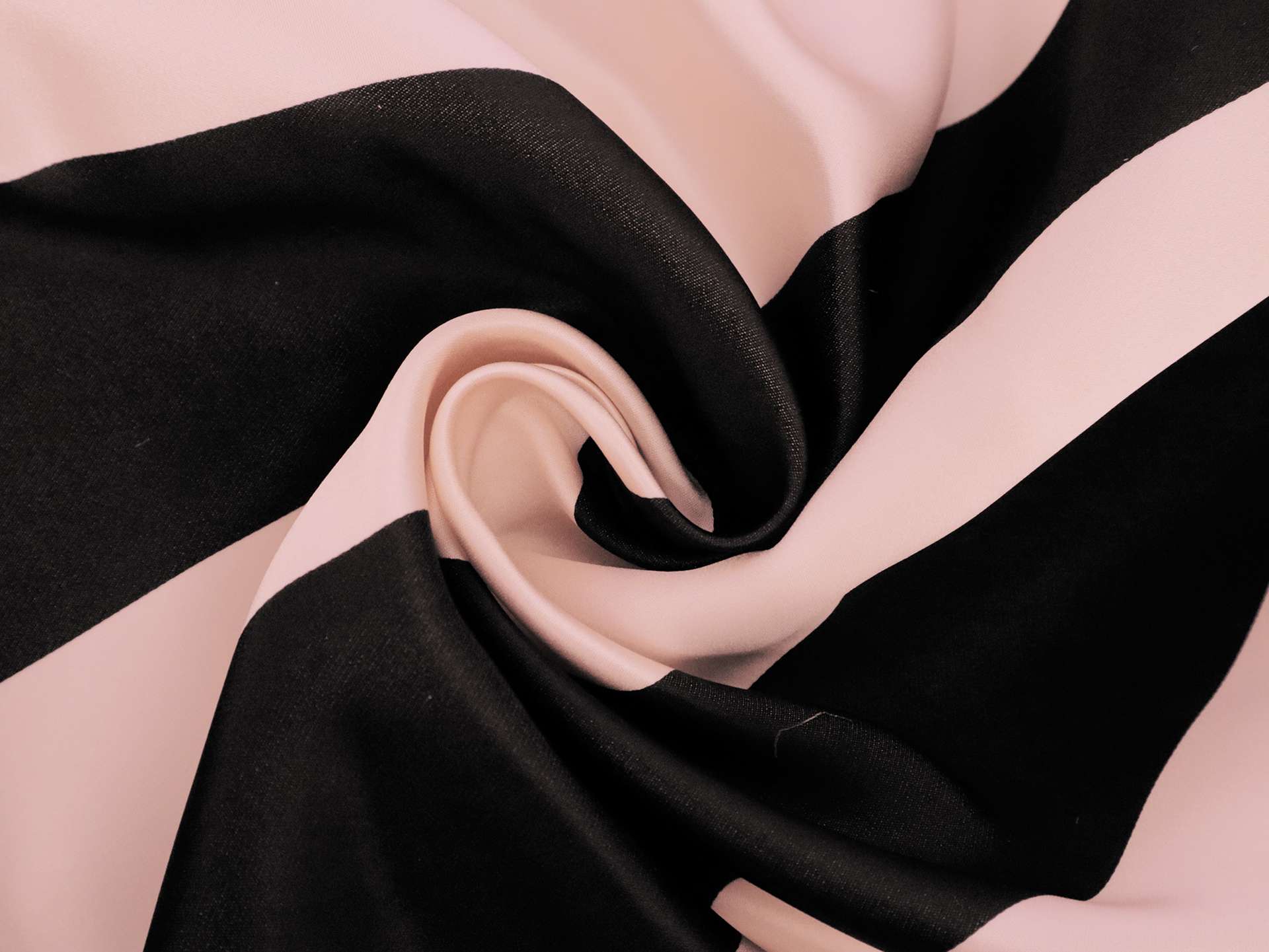 Double Face Silk Satin Stripe in Black and Pink
