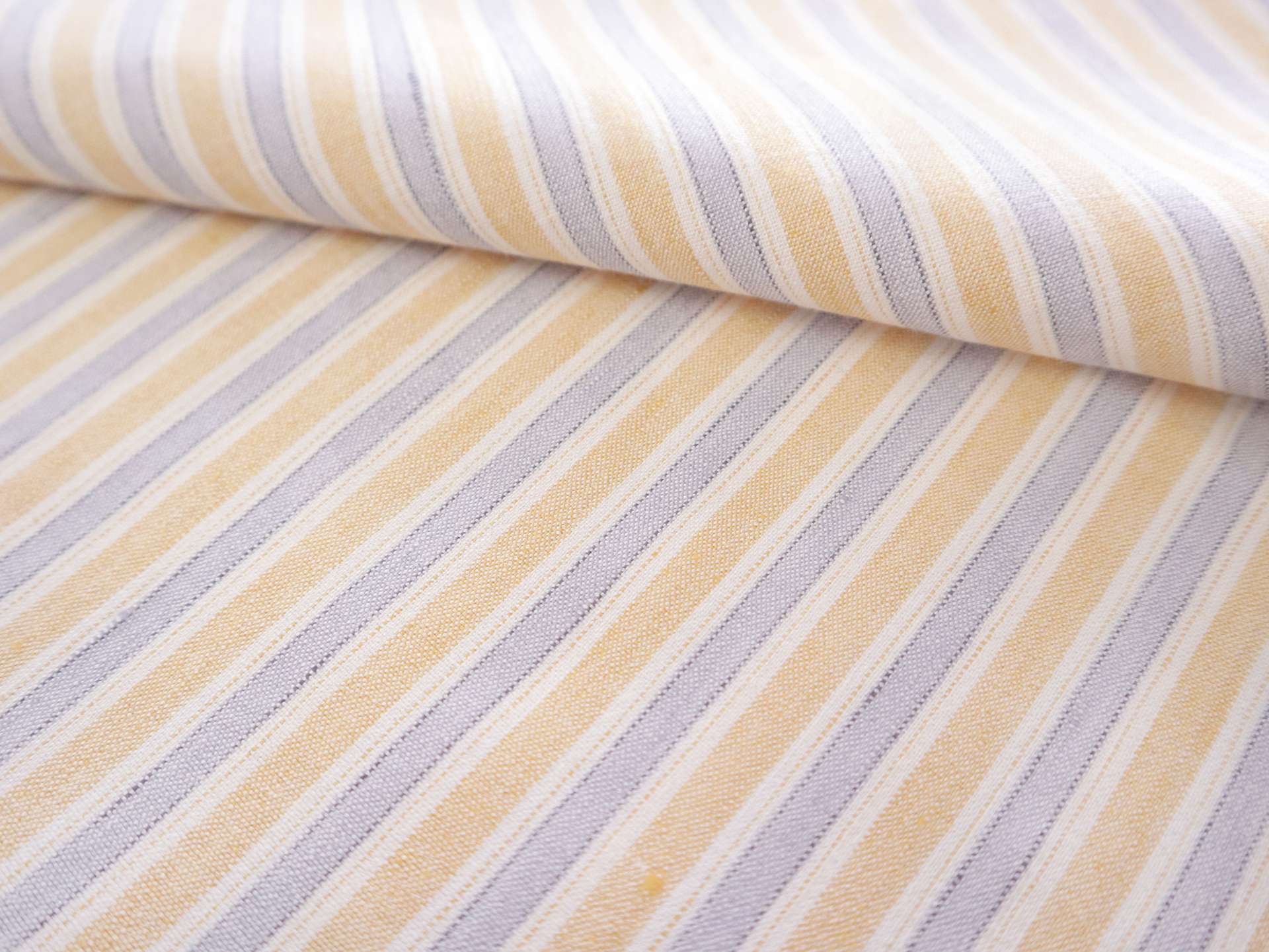 Stretch Linen with Multi Track Stripes in Yellow