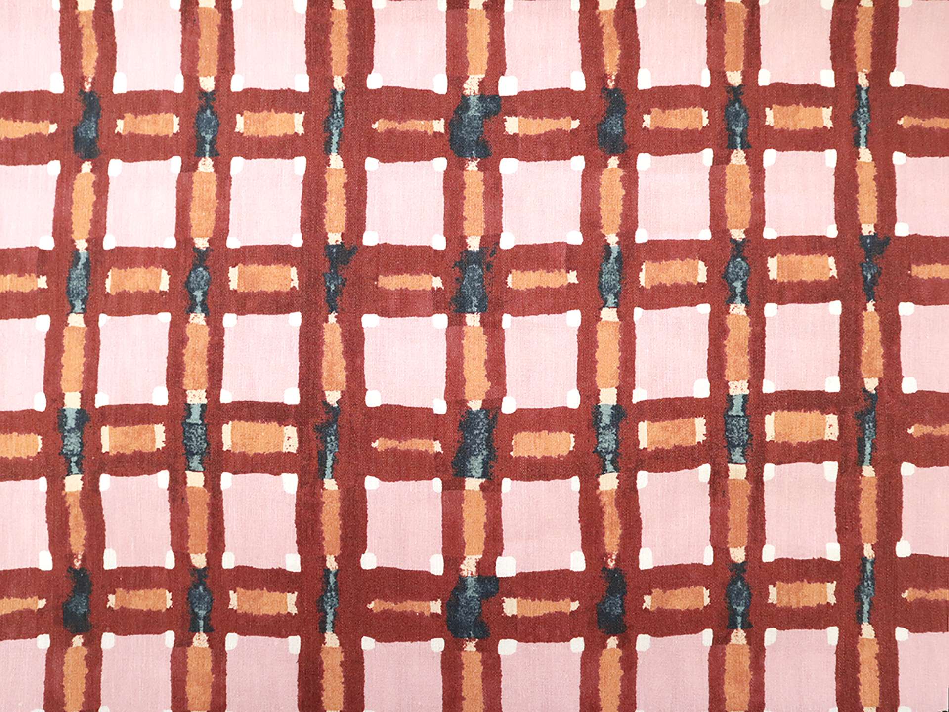Stretch Linen with Brushstrokes Plaid Print