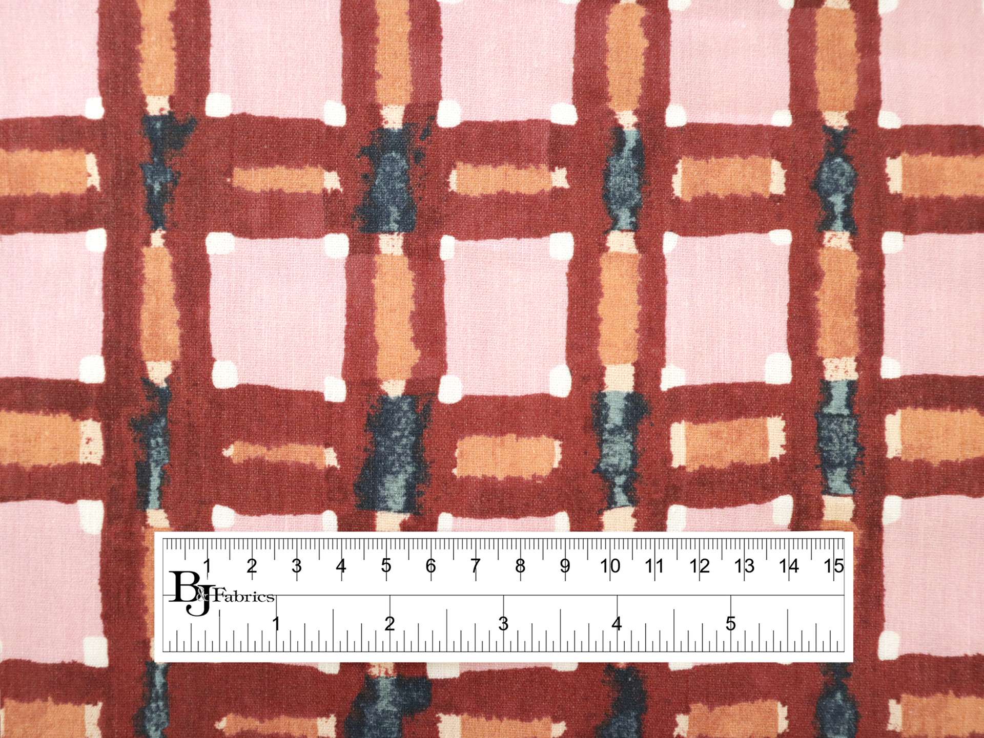 Stretch Linen with Brushstrokes Plaid Print