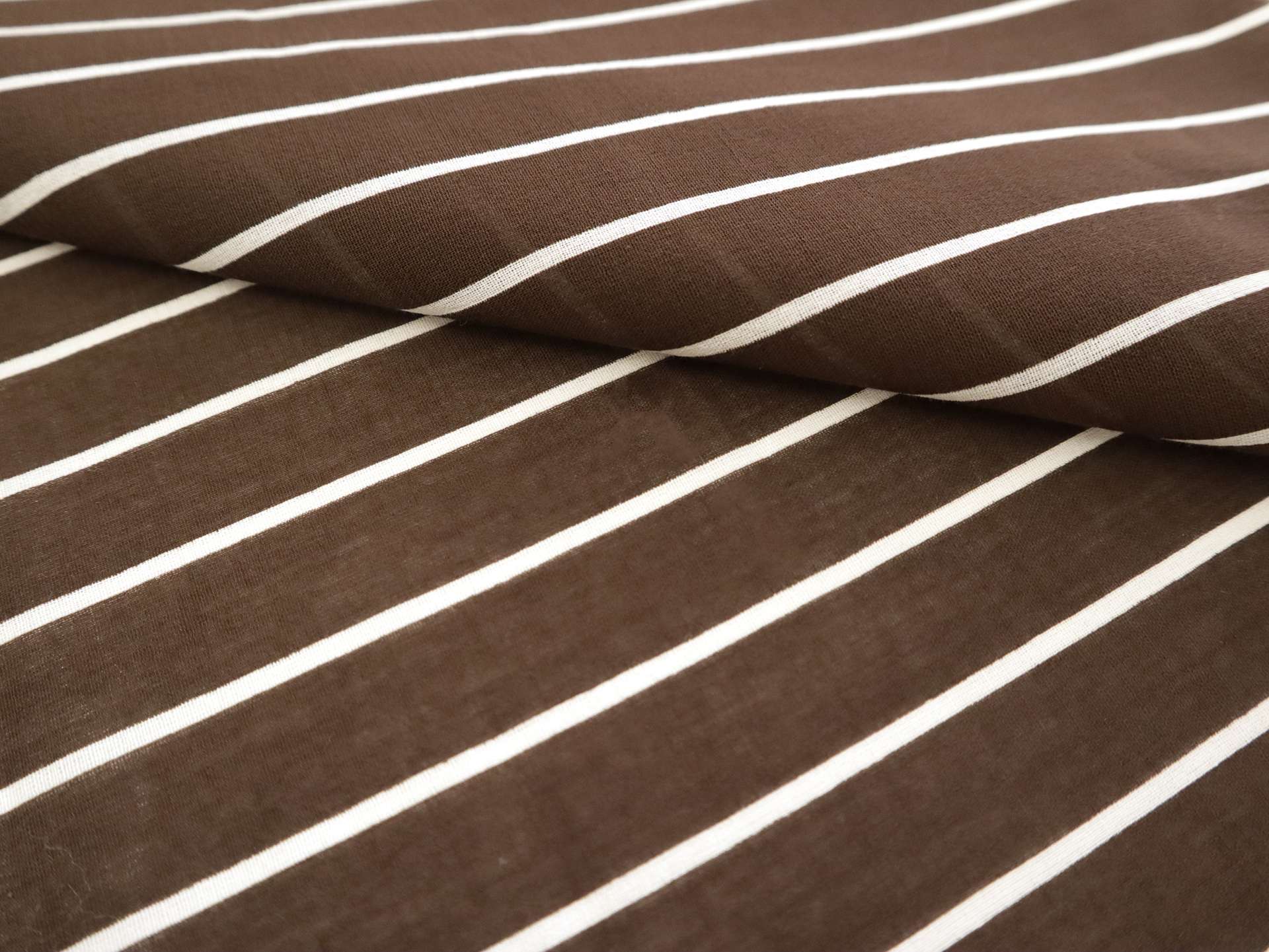 Striped Cotton Voile in Brown & White