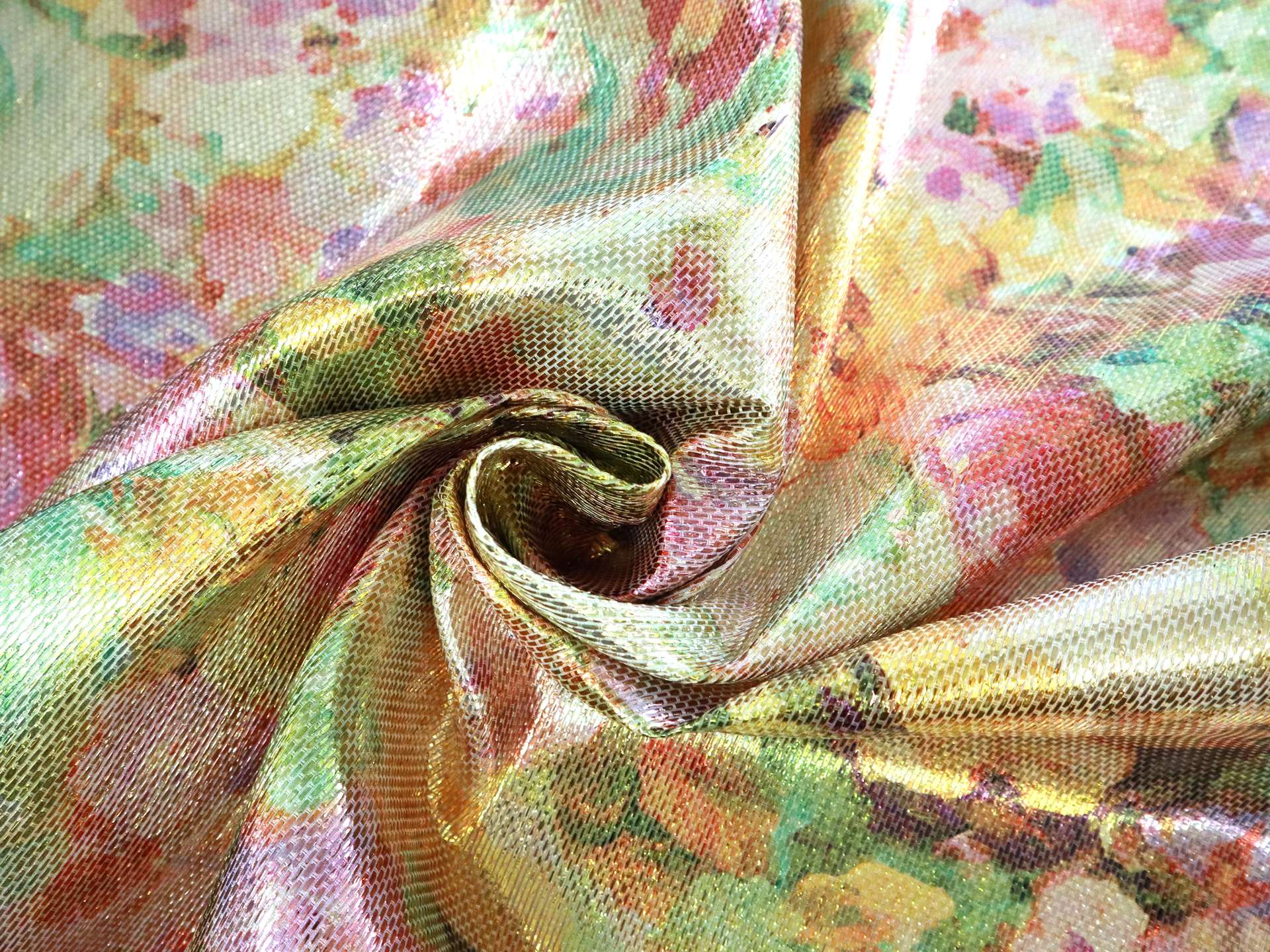 Metallic Raffia with Floral Print