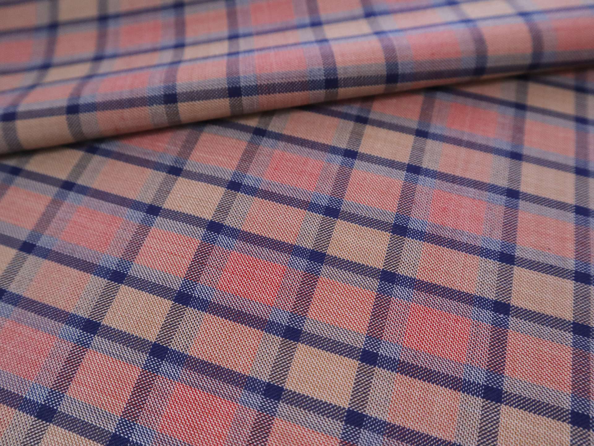 Super Fine Wool Blend Plaid Suiting in Strawberry Pink