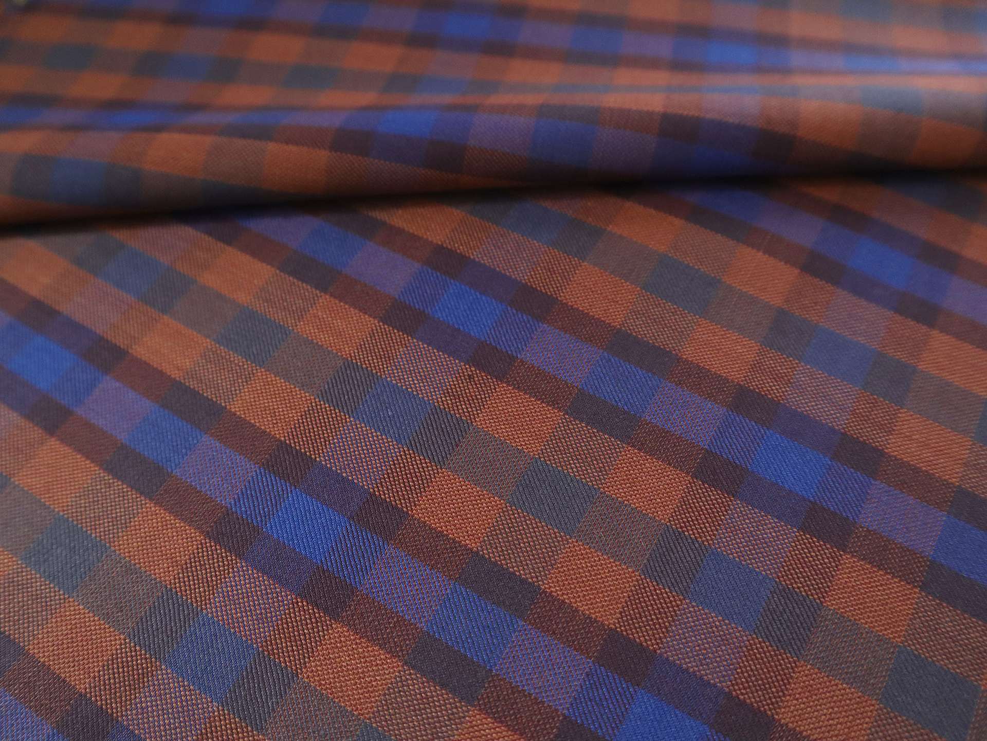 Super Fine Wool Blend Plaid Suiting in Rust