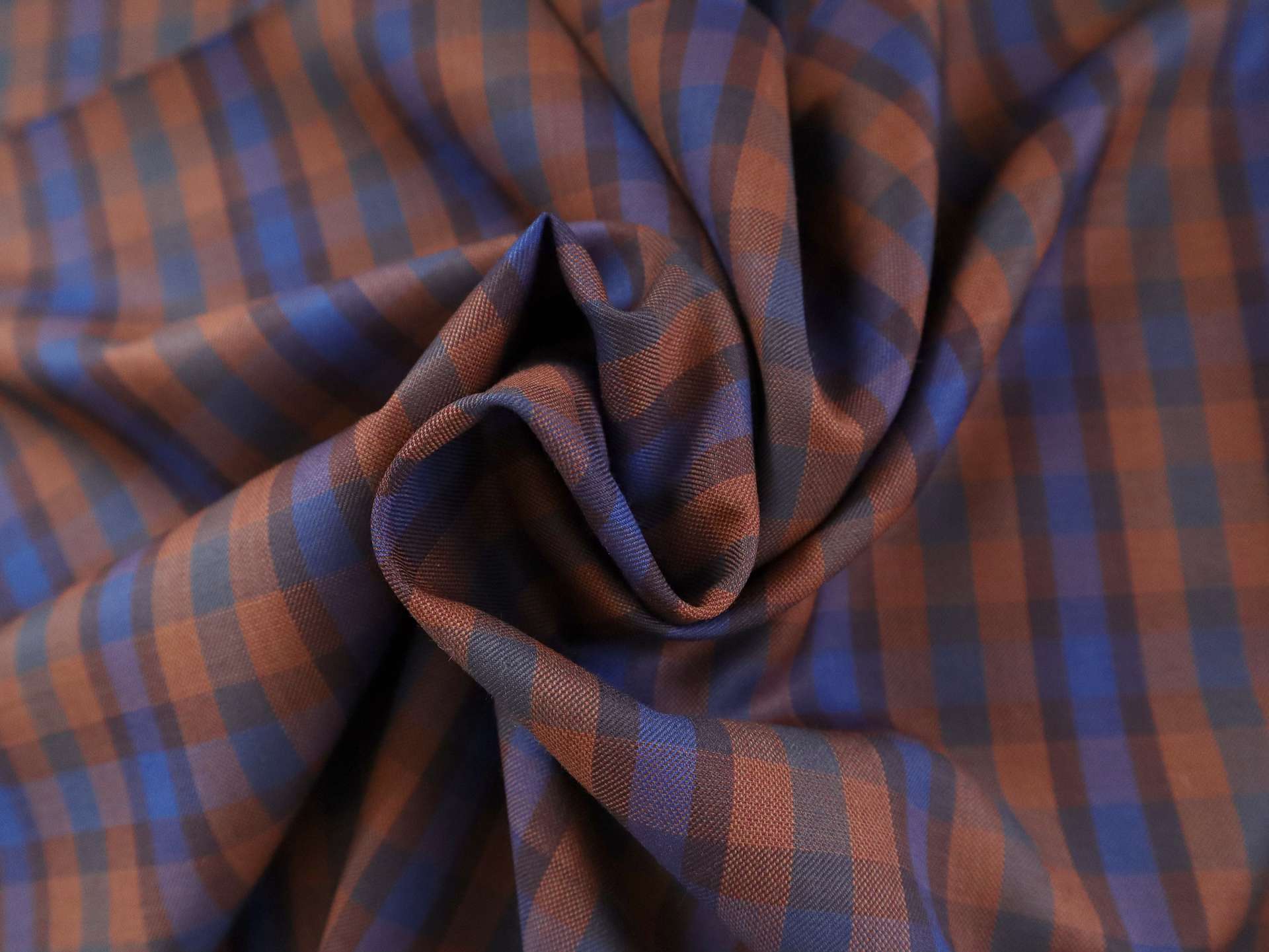 Super Fine Wool Blend Plaid Suiting in Rust