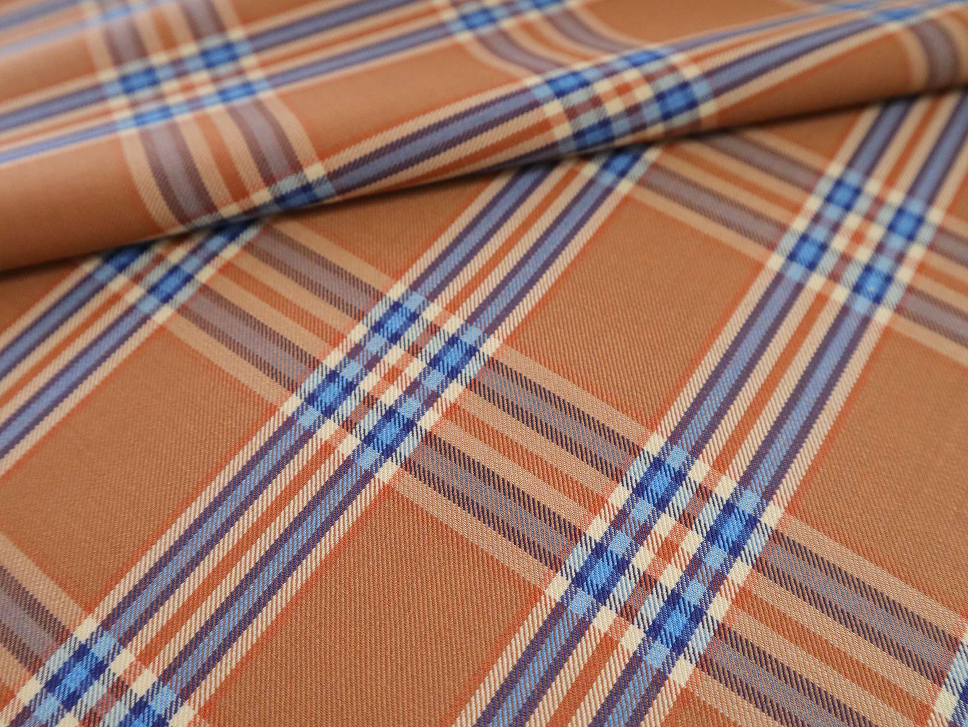 Super 160s Wool Blend Plaid Suiting in Copper