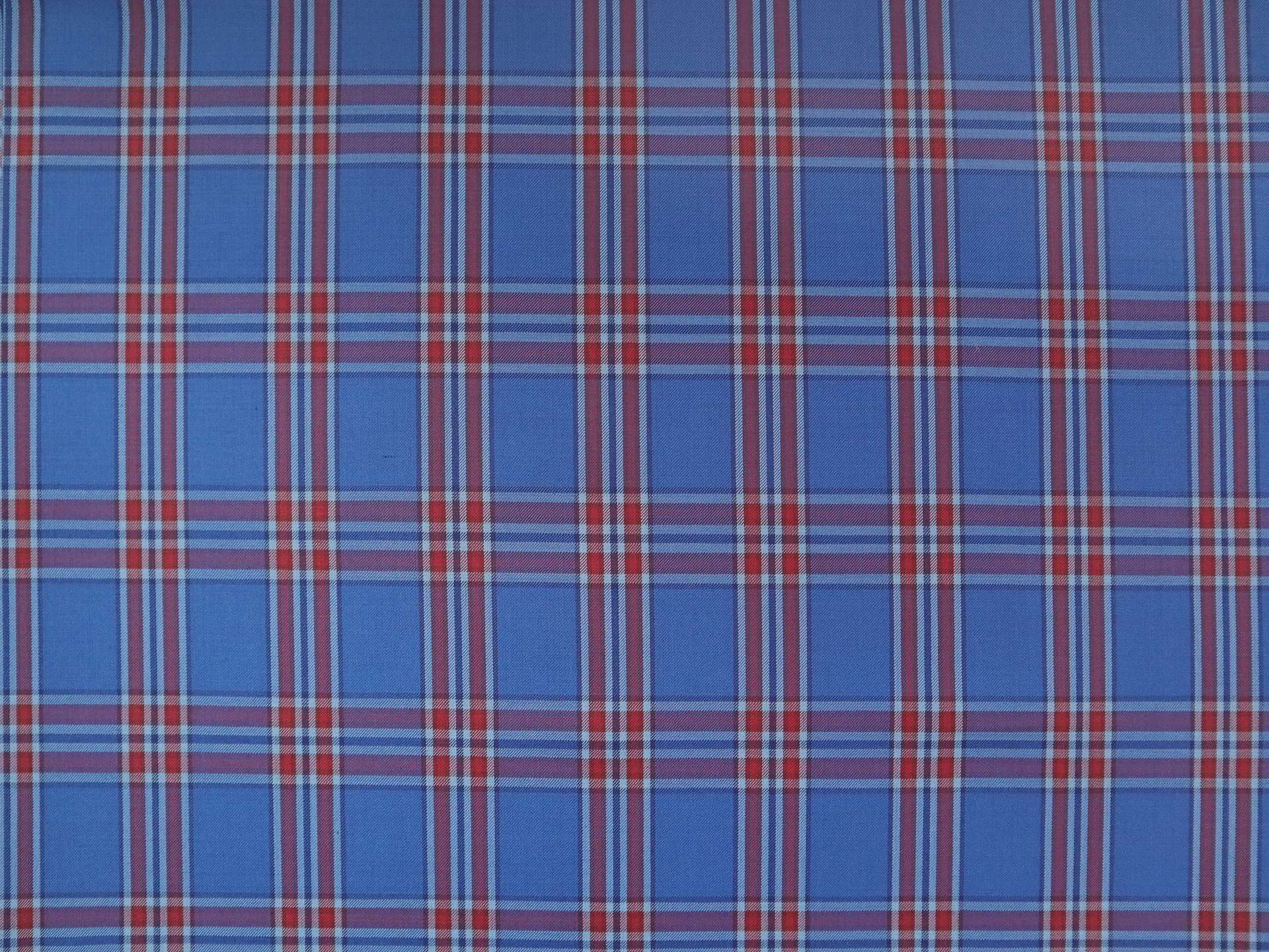 Super 160s Wool Blend Plaid Suiting in Azure