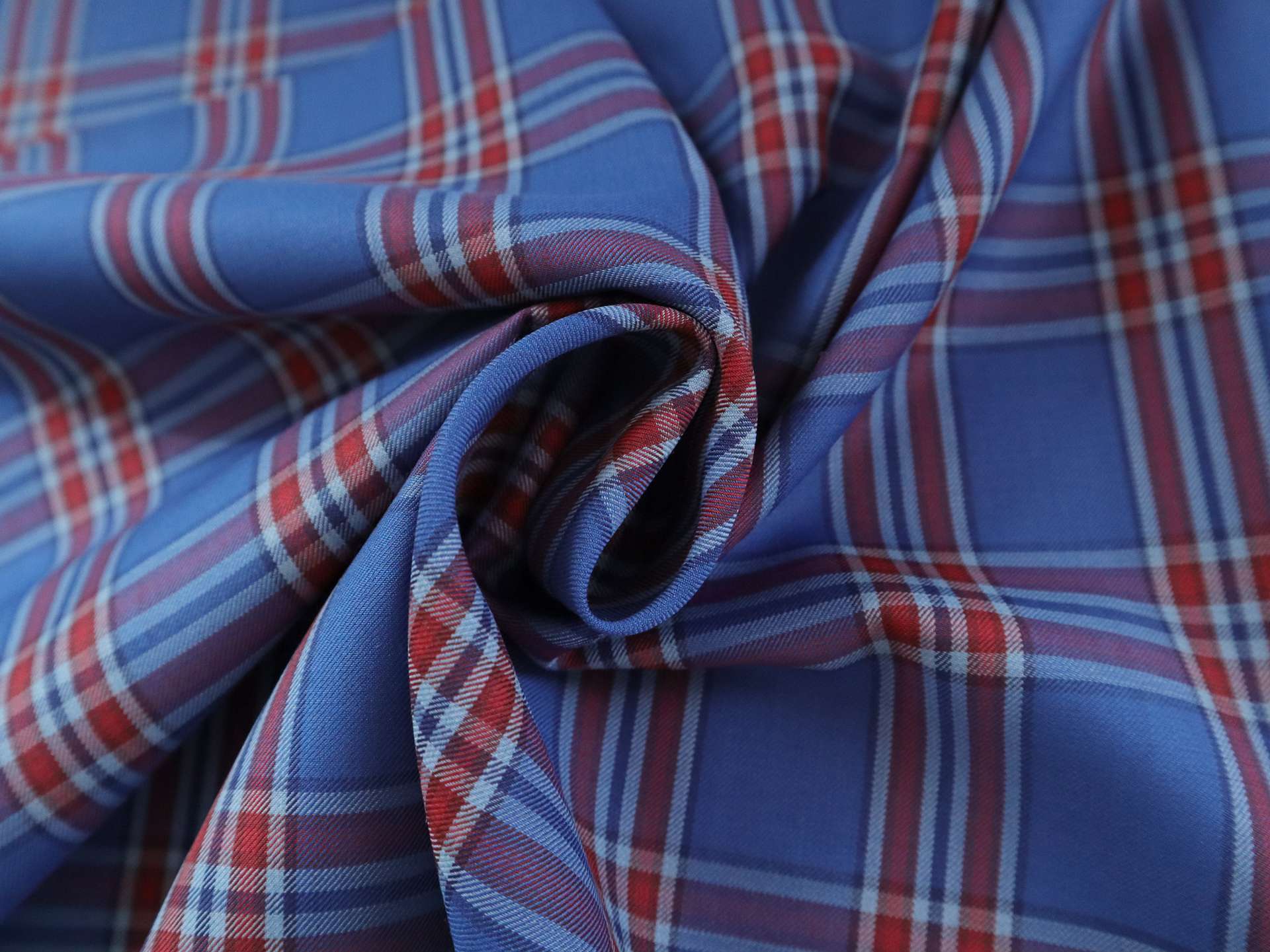 Super 160s Wool Blend Plaid Suiting in Azure
