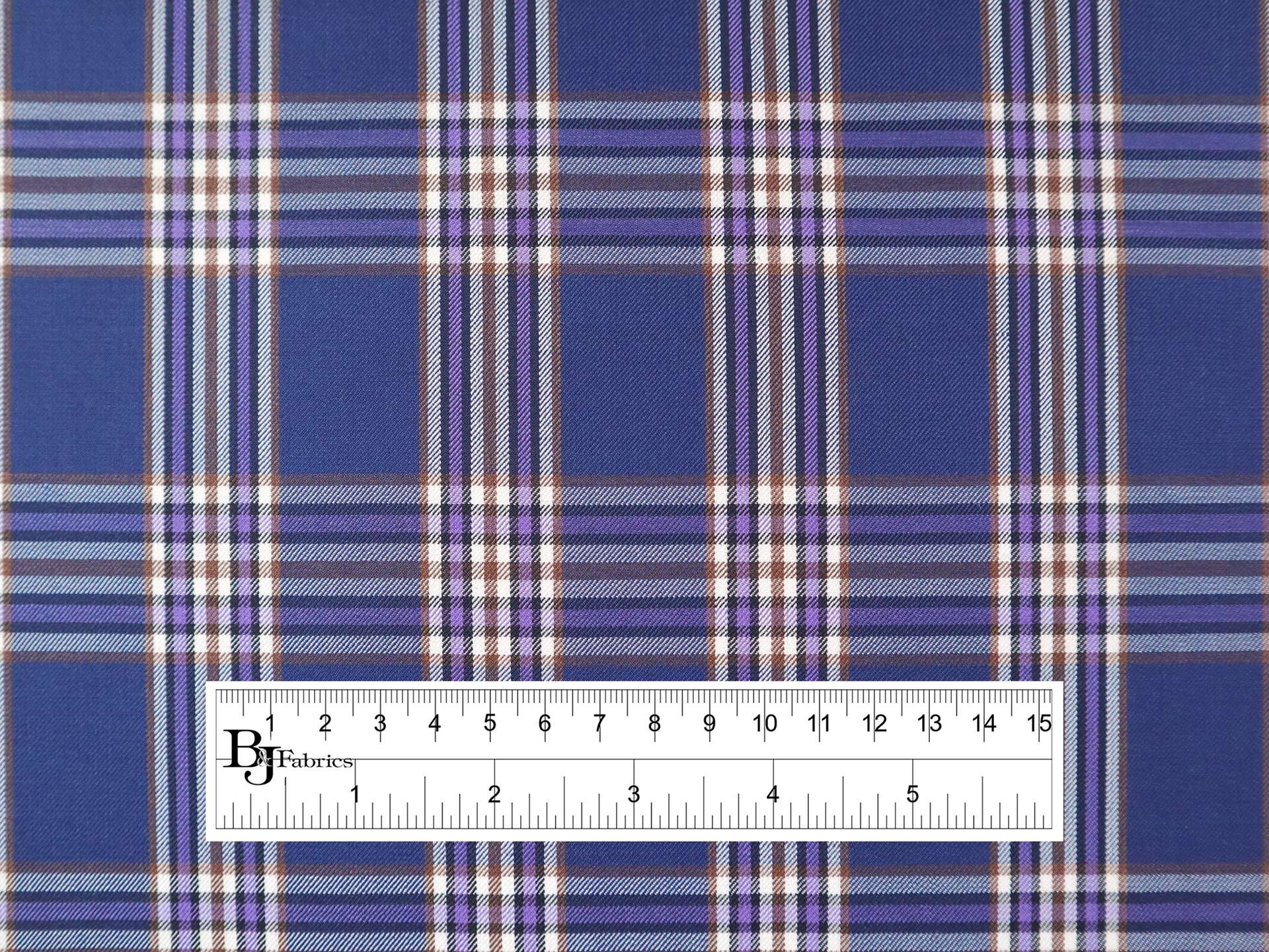 Super 160s Wool Blend Plaid Suiting in Dark Blue