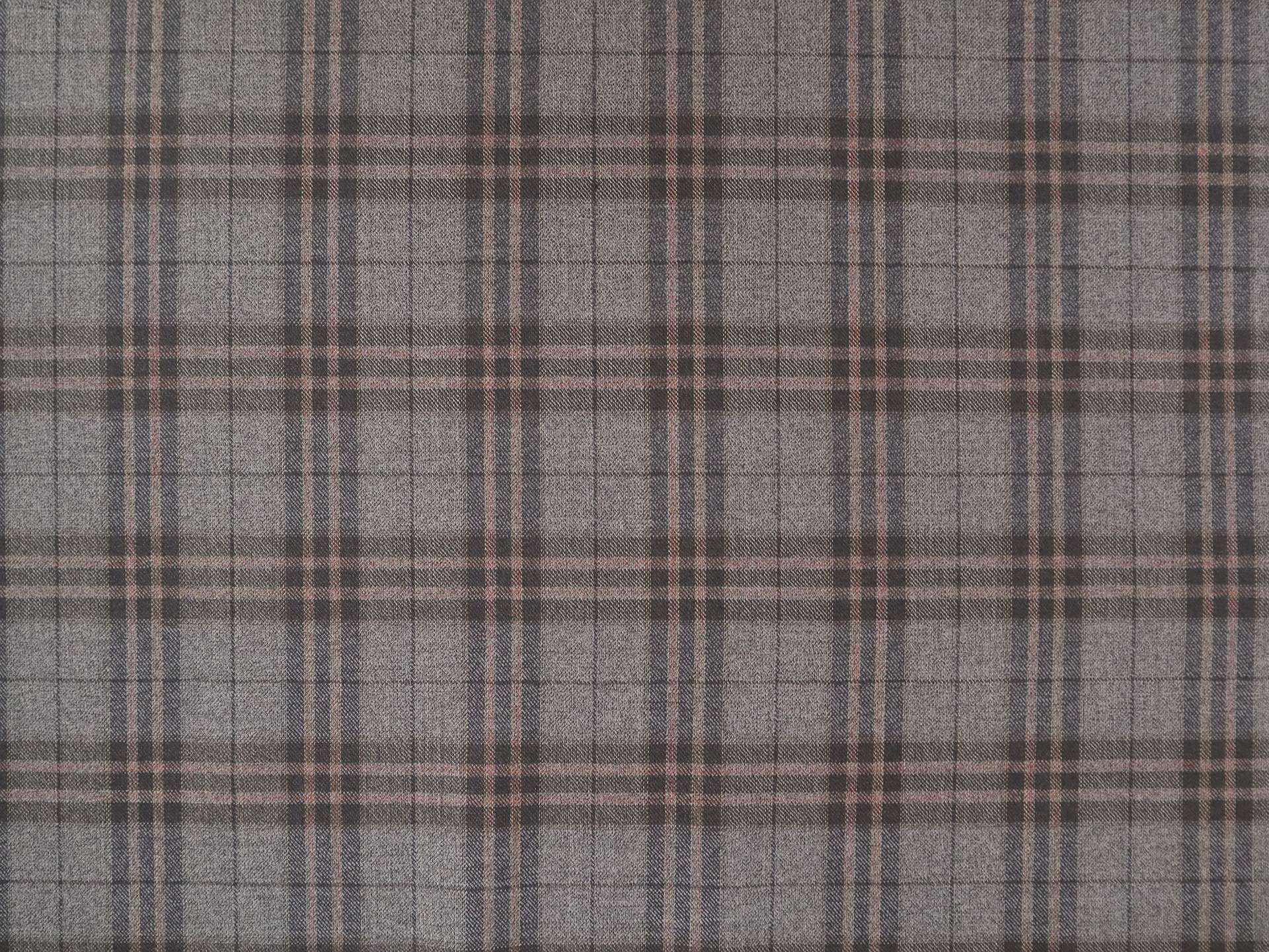 Extra Fine Wool Plaid Suiting in Black Smoke