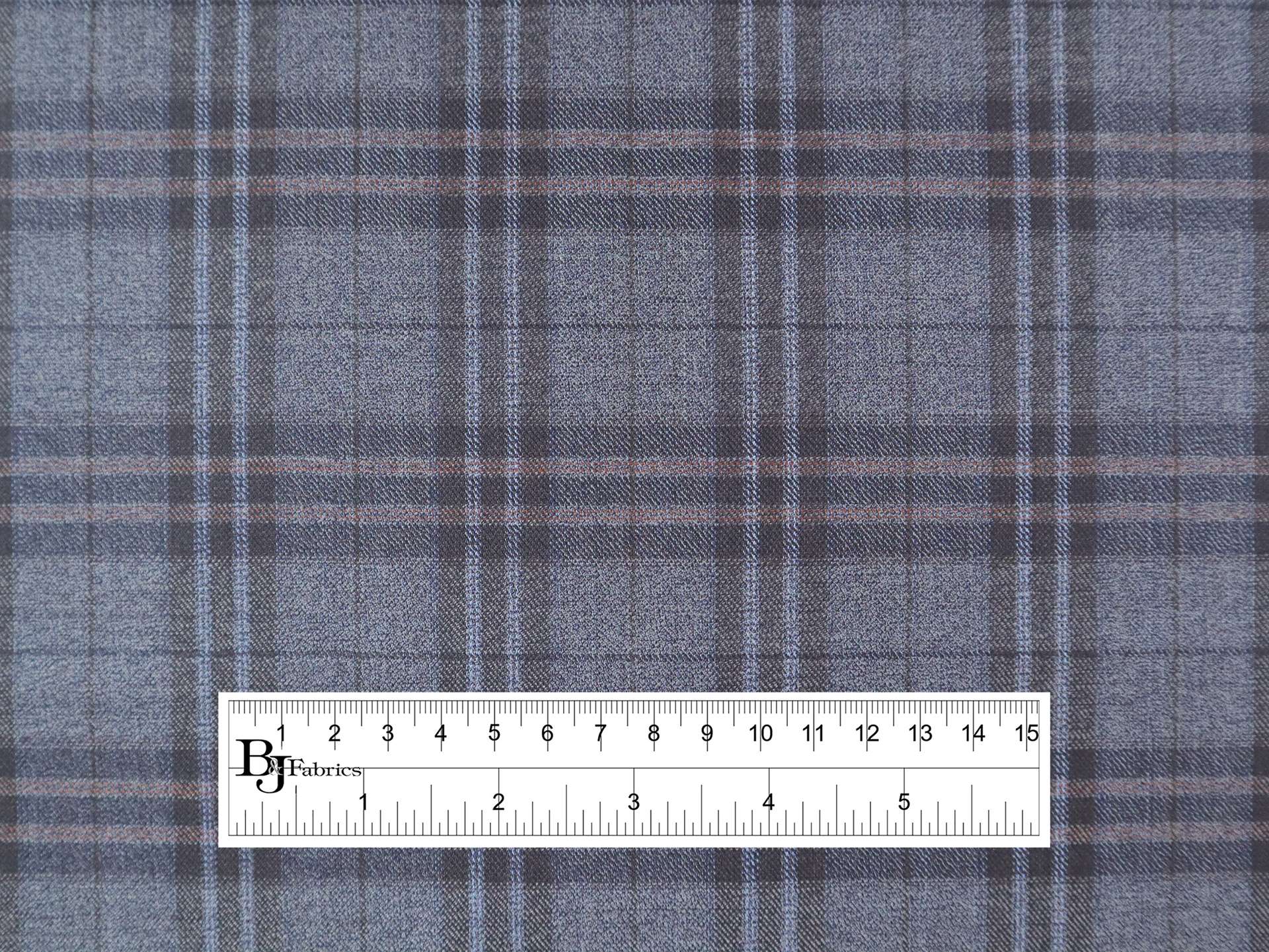 Extra Fine Wool Plaid Suiting in Slate Blue