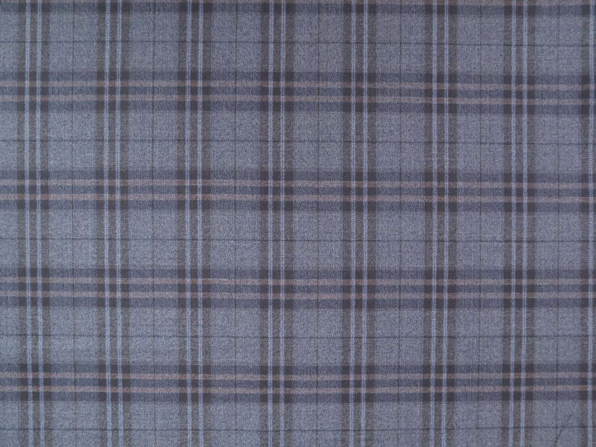 Extra Fine Wool Plaid Suiting in Slate Blue