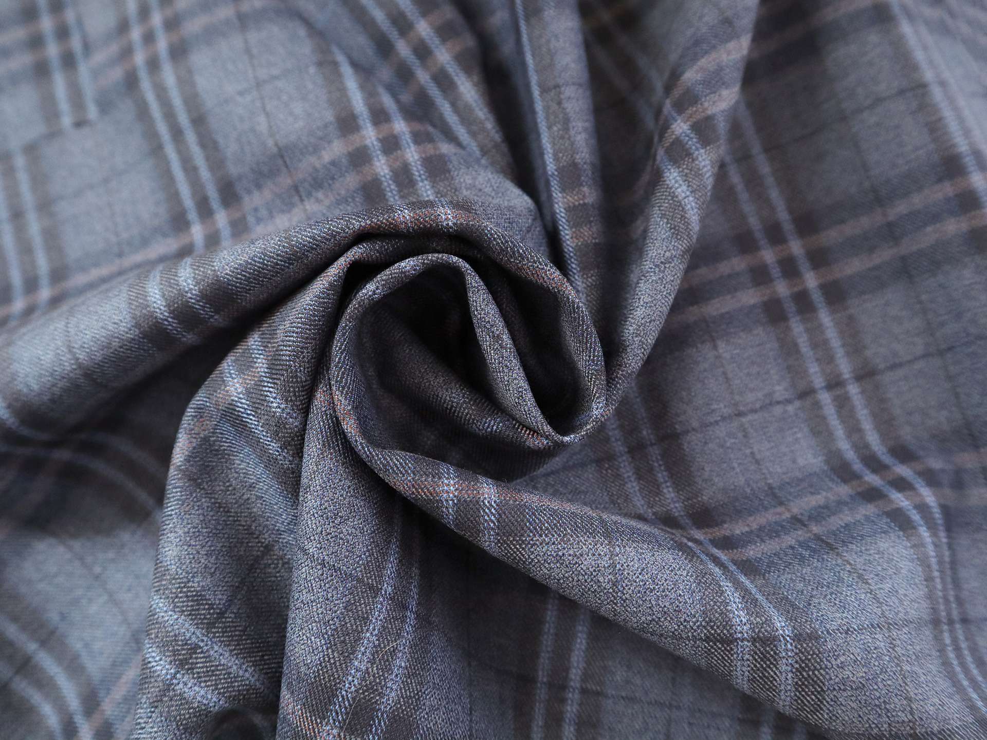 Extra Fine Wool Plaid Suiting in Slate Blue