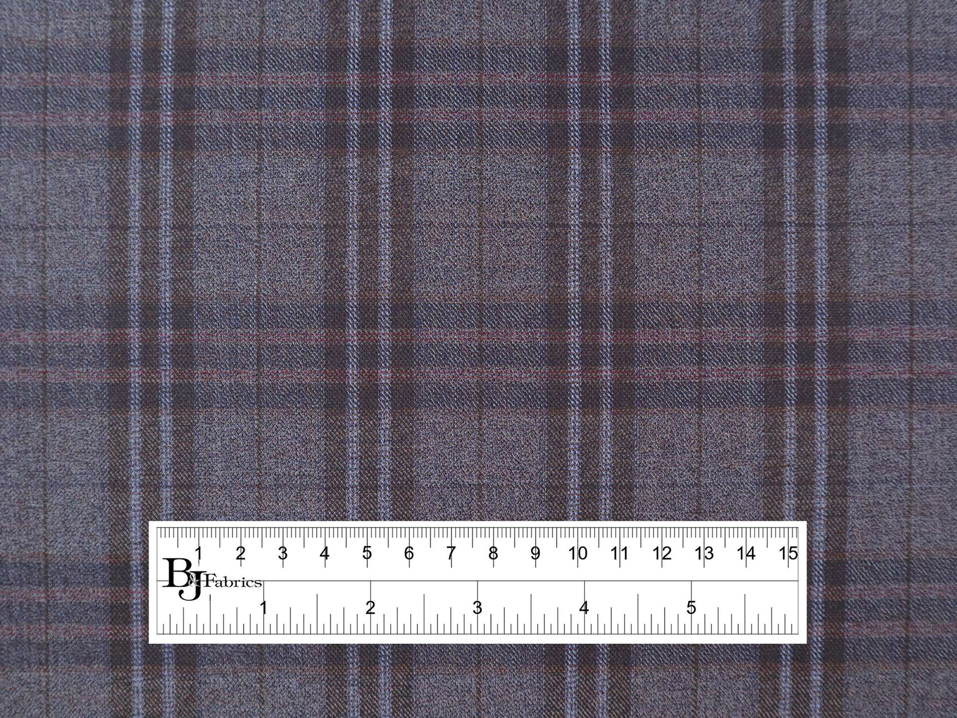 Extra Fine Wool Plaid Suiting in Denim Brown