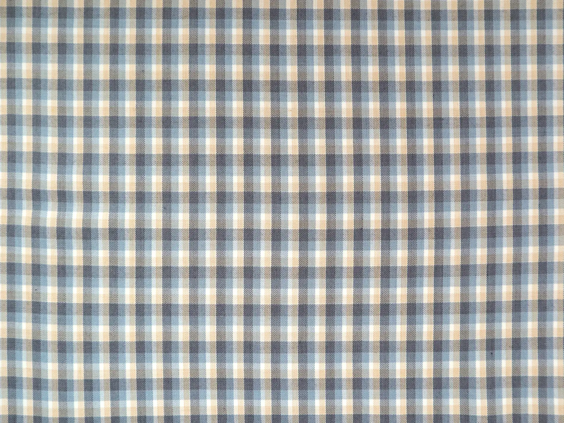 Wool Polyester Plaid Suiting in Stone Blue
