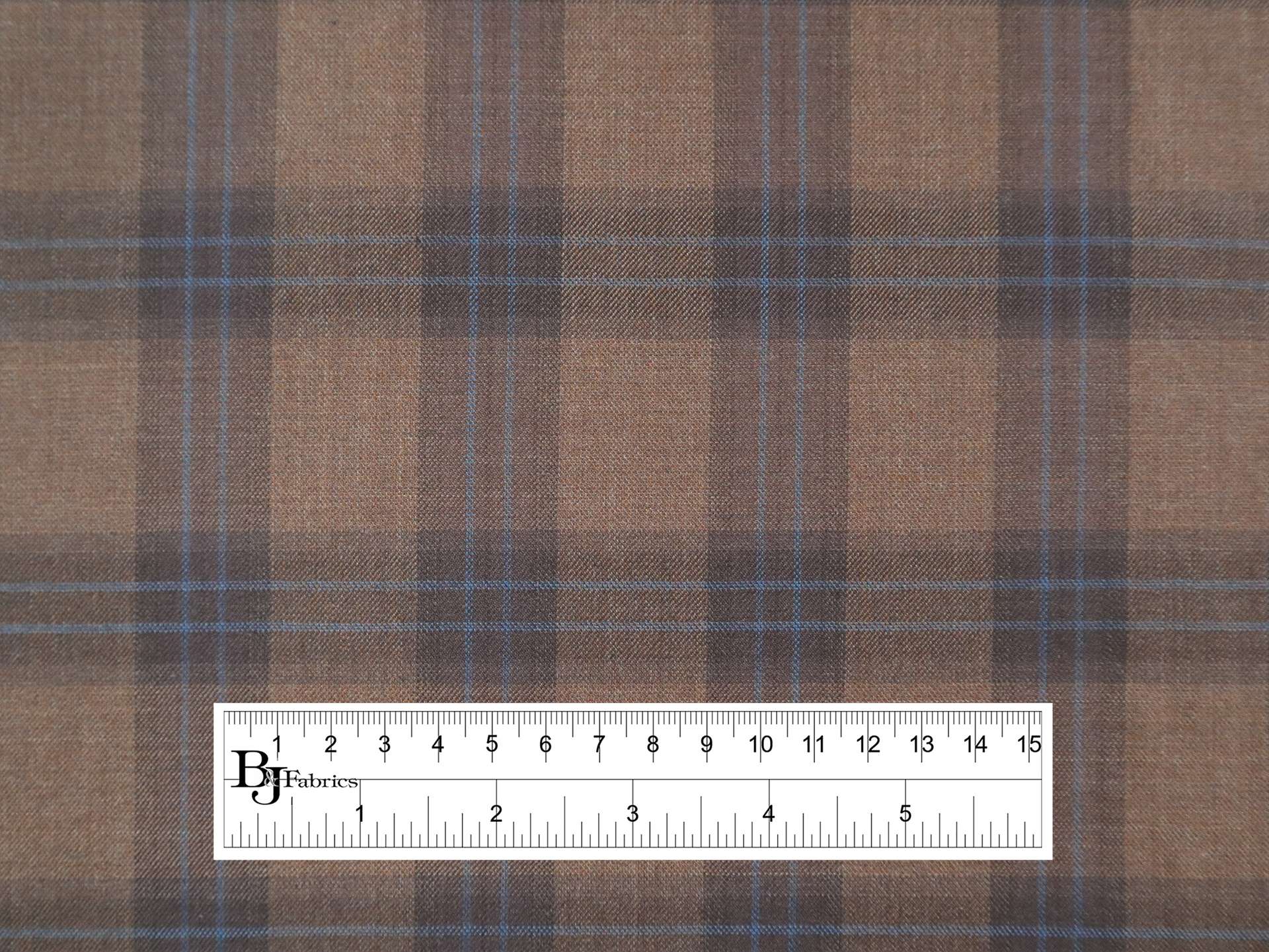 Extra Fine Wool Plaid Suiting in Coffee