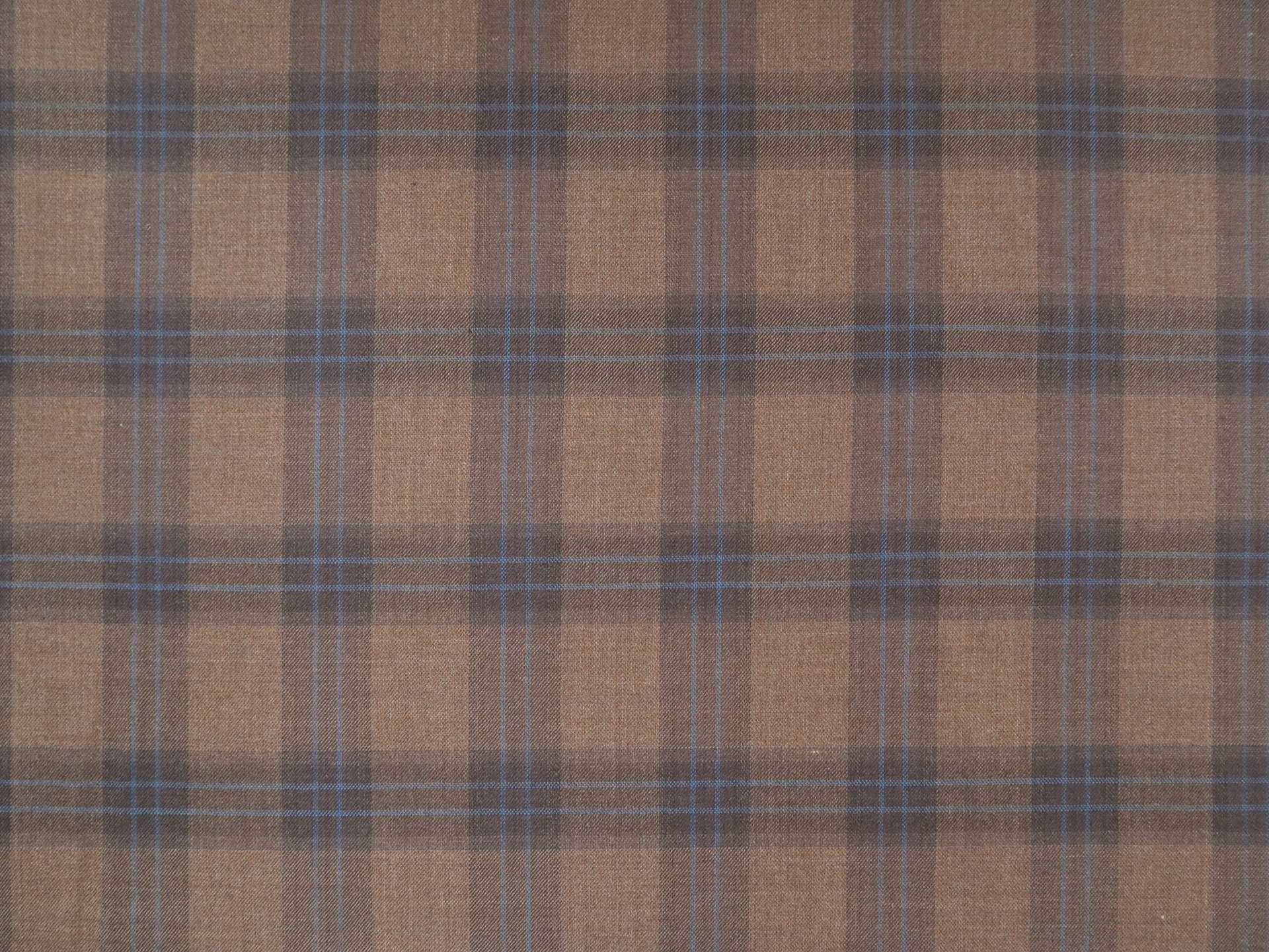 Extra Fine Wool Plaid Suiting in Coffee