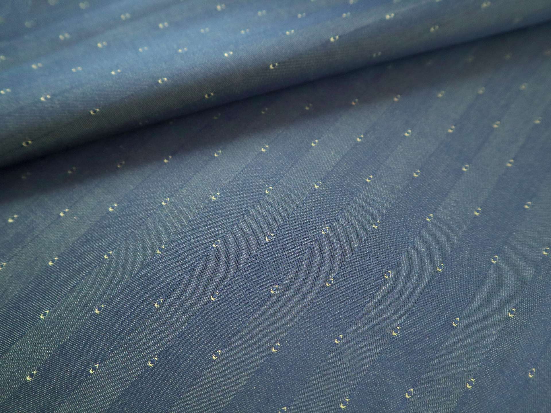 Cotton Dobby Sateen Twill in Indigo & Green