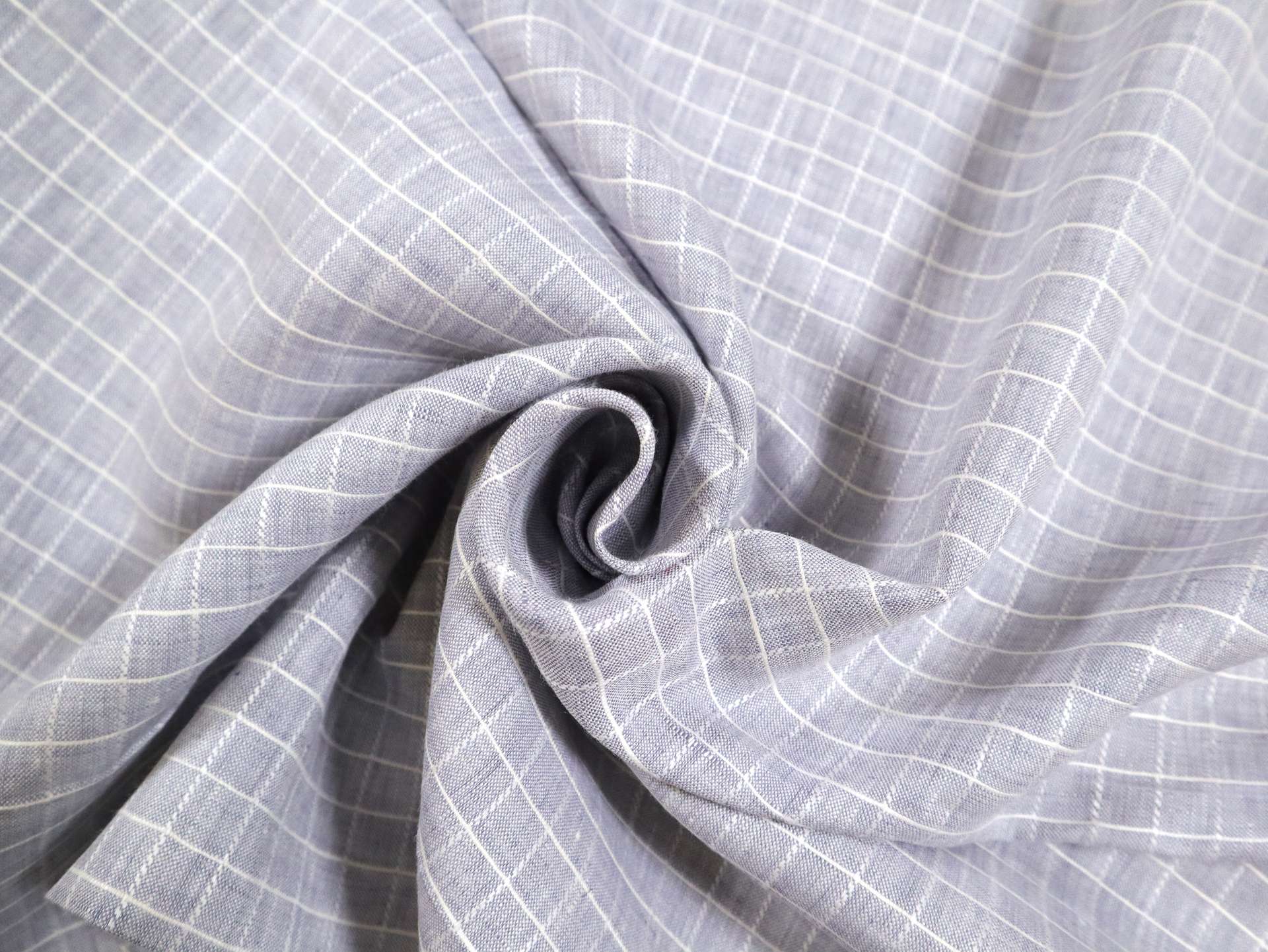Novelty Linen with Windowpane Plaid in Grey