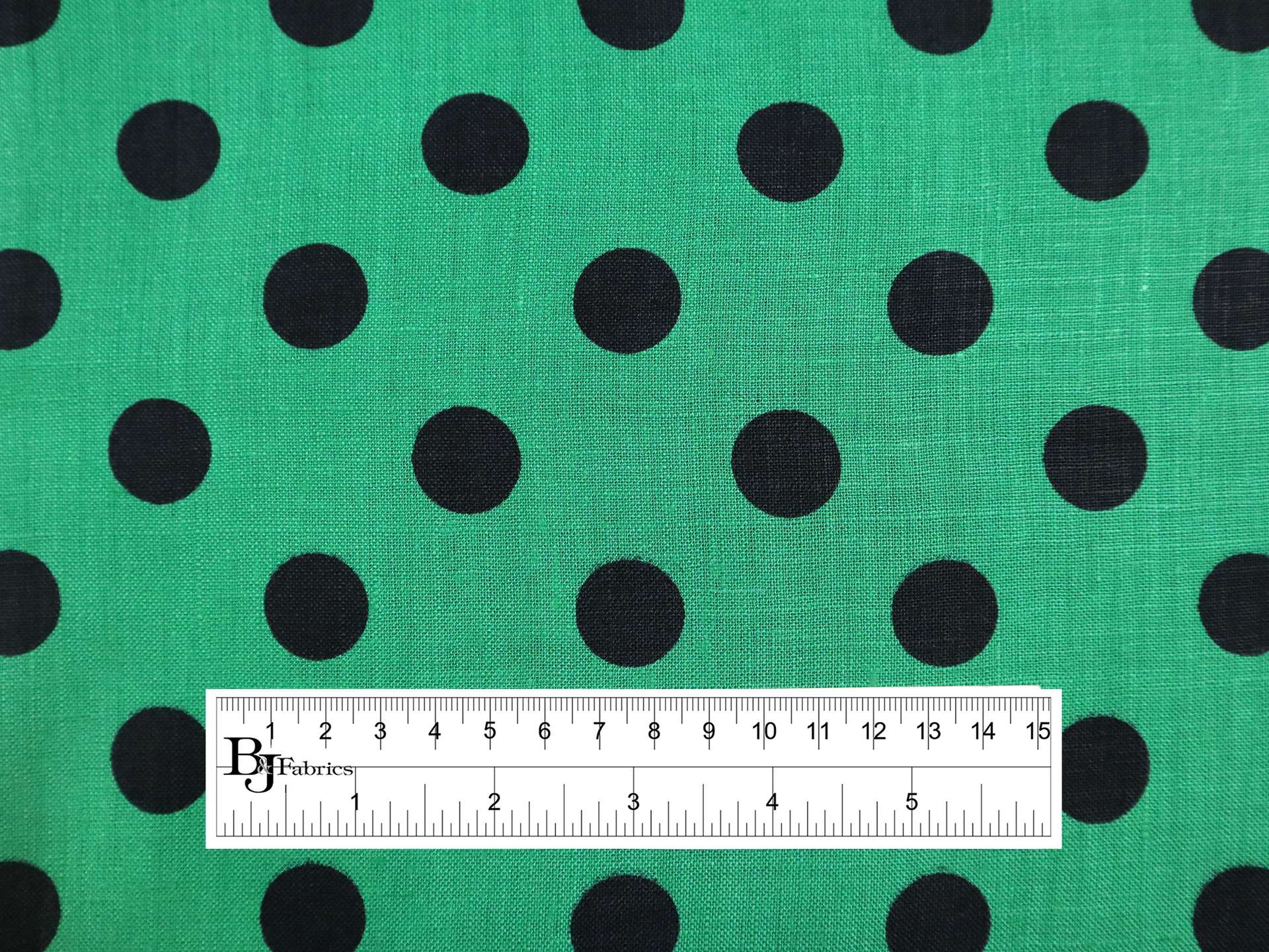 Linen Broadcloth with Polka Dot Print in Green