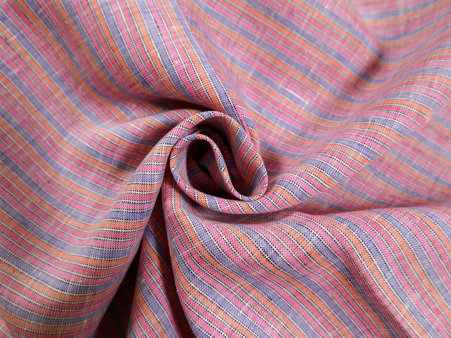 Multi Colored Striped Linen in Red & Purple