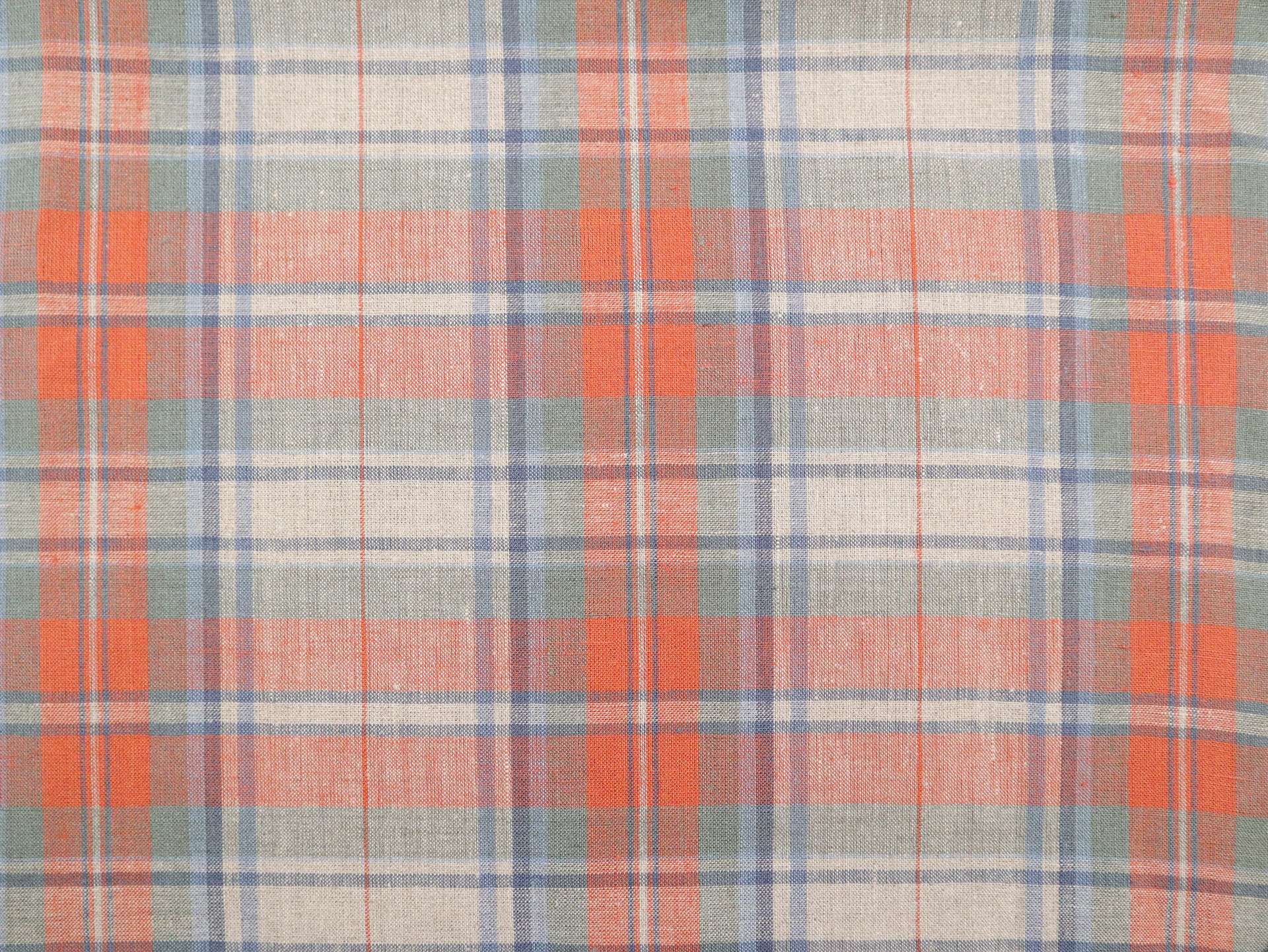 Linen Plaid in Orange and Sage