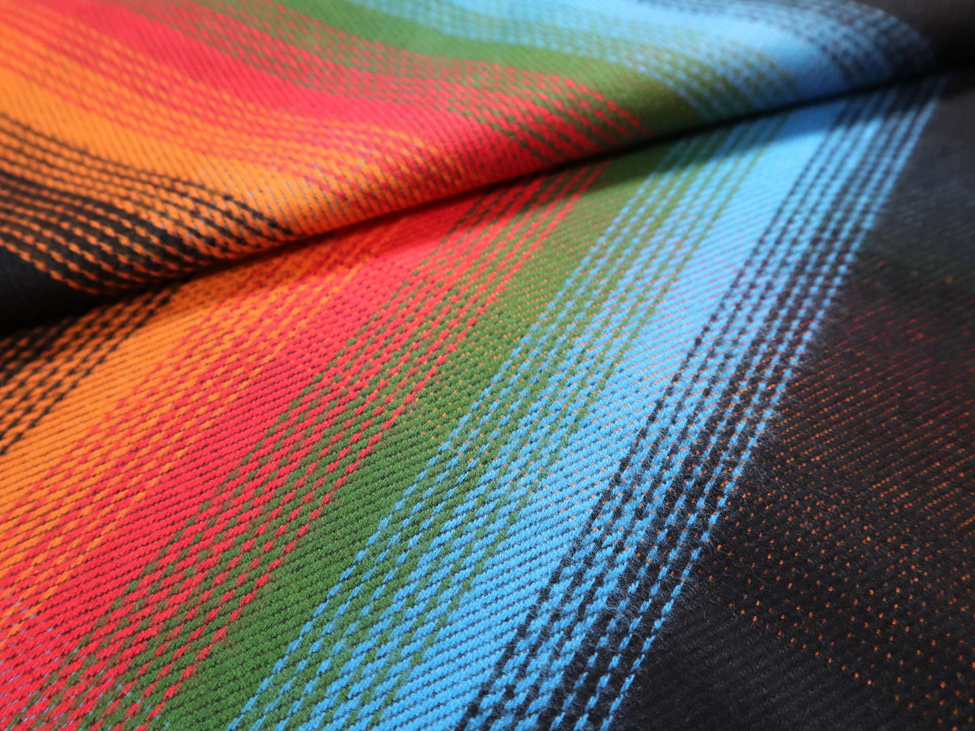 Double Faced Cotton Flannel Plaid in Black Rainbow