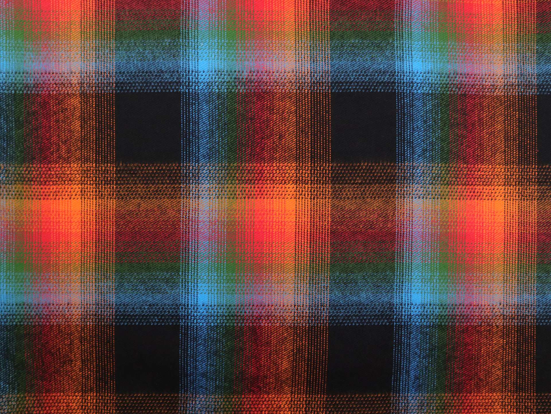 Double Faced Cotton Flannel Plaid in Black Rainbow