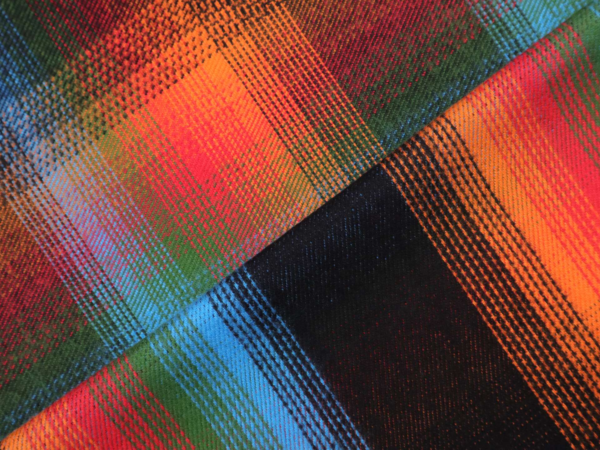 Double Faced Cotton Flannel Plaid in Black Rainbow