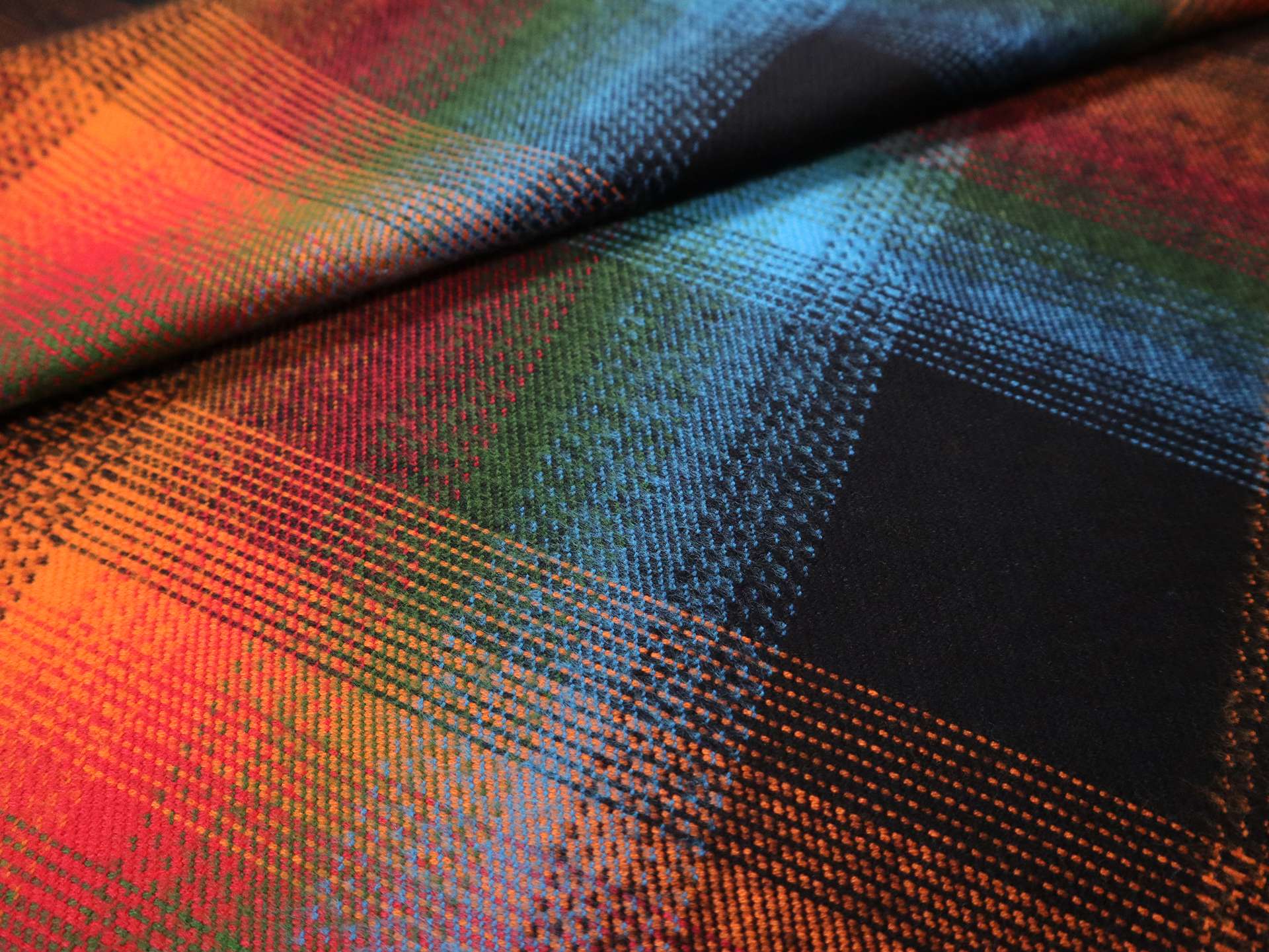 Double Faced Cotton Flannel Plaid in Black Rainbow