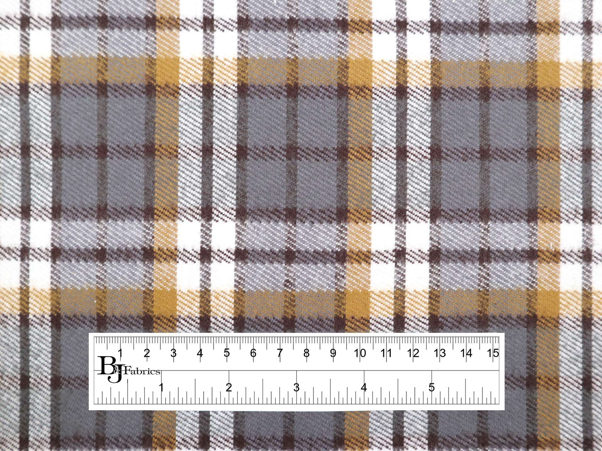 Cotton Flannel Plaid in Grey & Gold