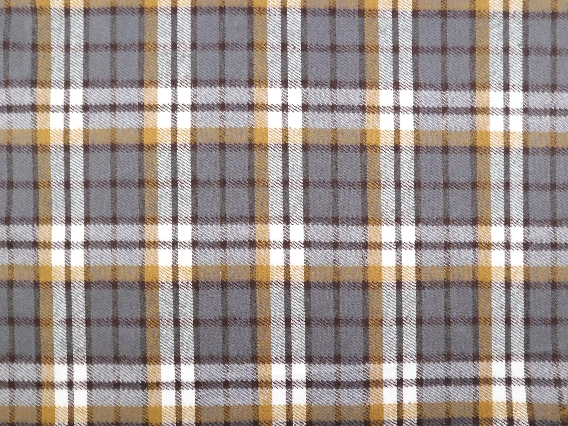 Cotton Flannel Plaid in Grey & Gold
