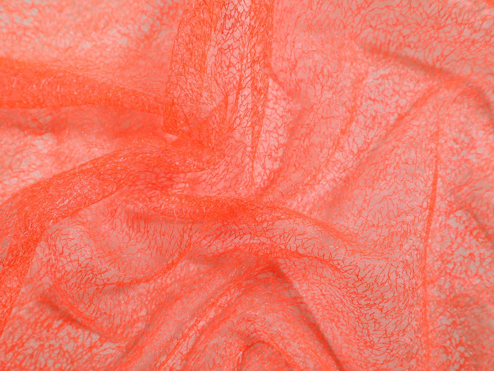 Metallic Novelty Tulle in Neon Orange