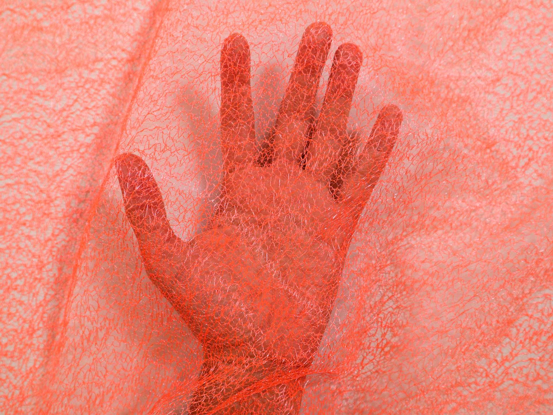Metallic Novelty Tulle in Neon Orange