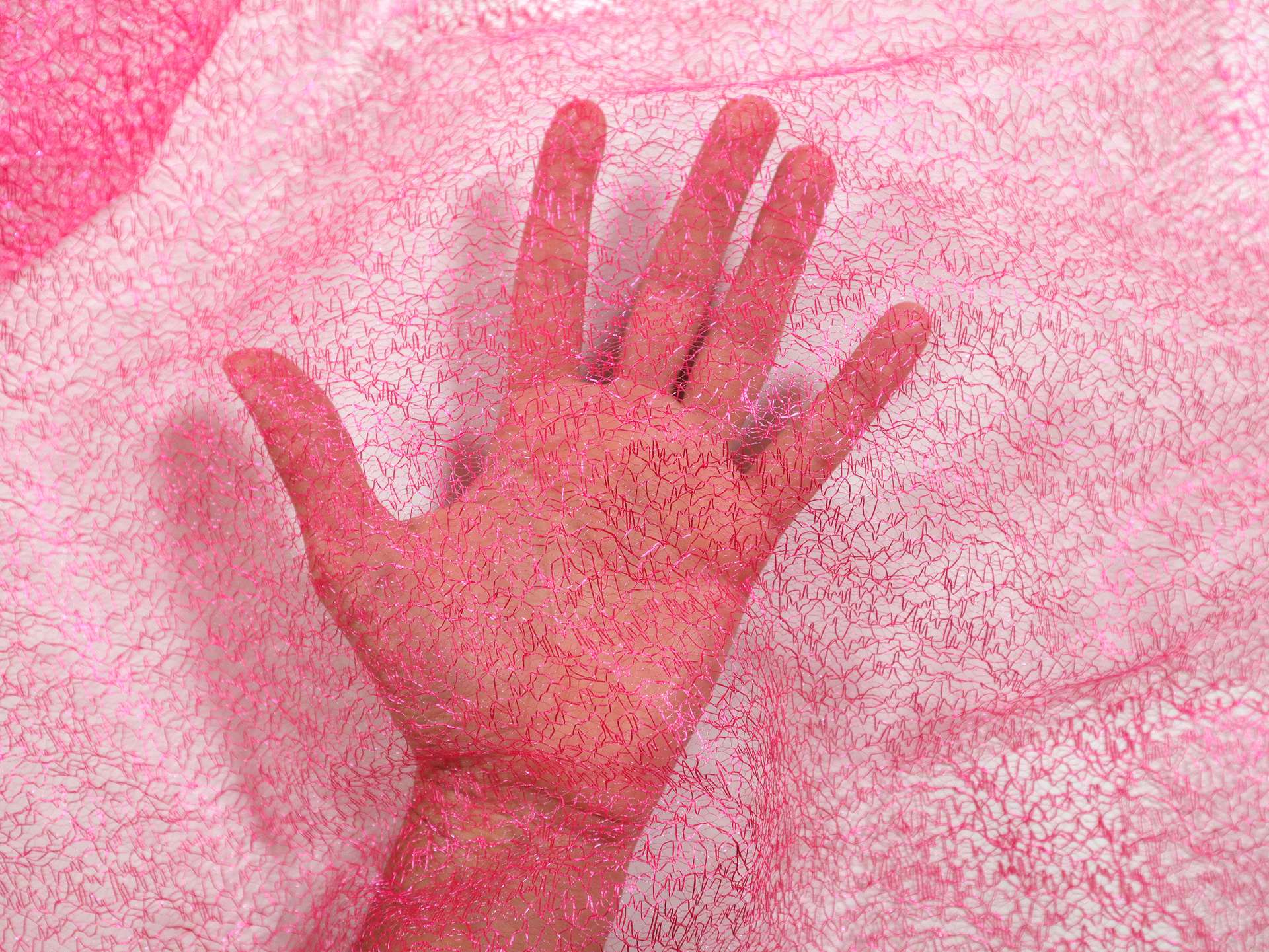 Metallic Novelty Tulle in Neon Pink